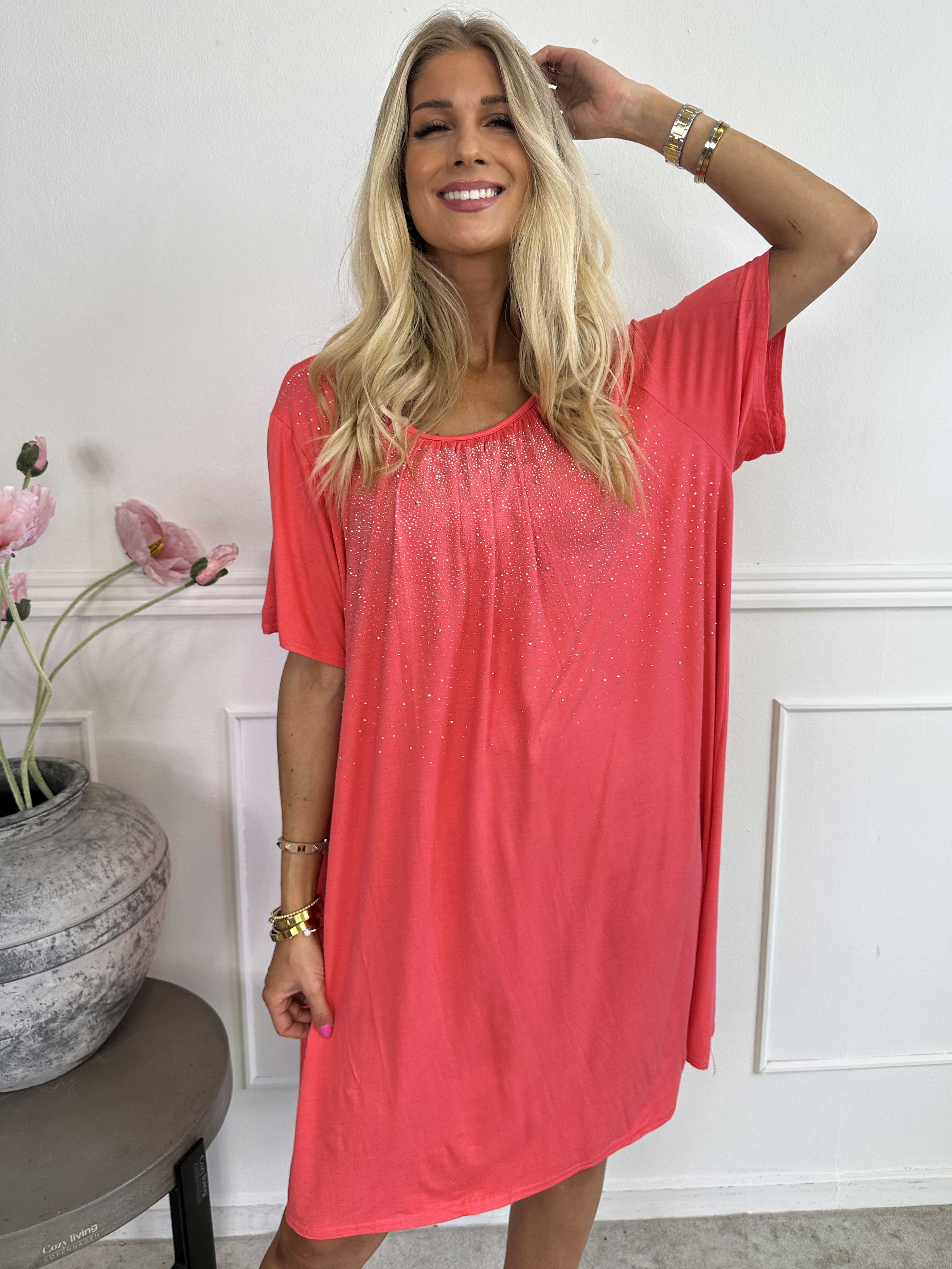 Miravi Sparkle - Løs kjole i elastisk stof med similisten