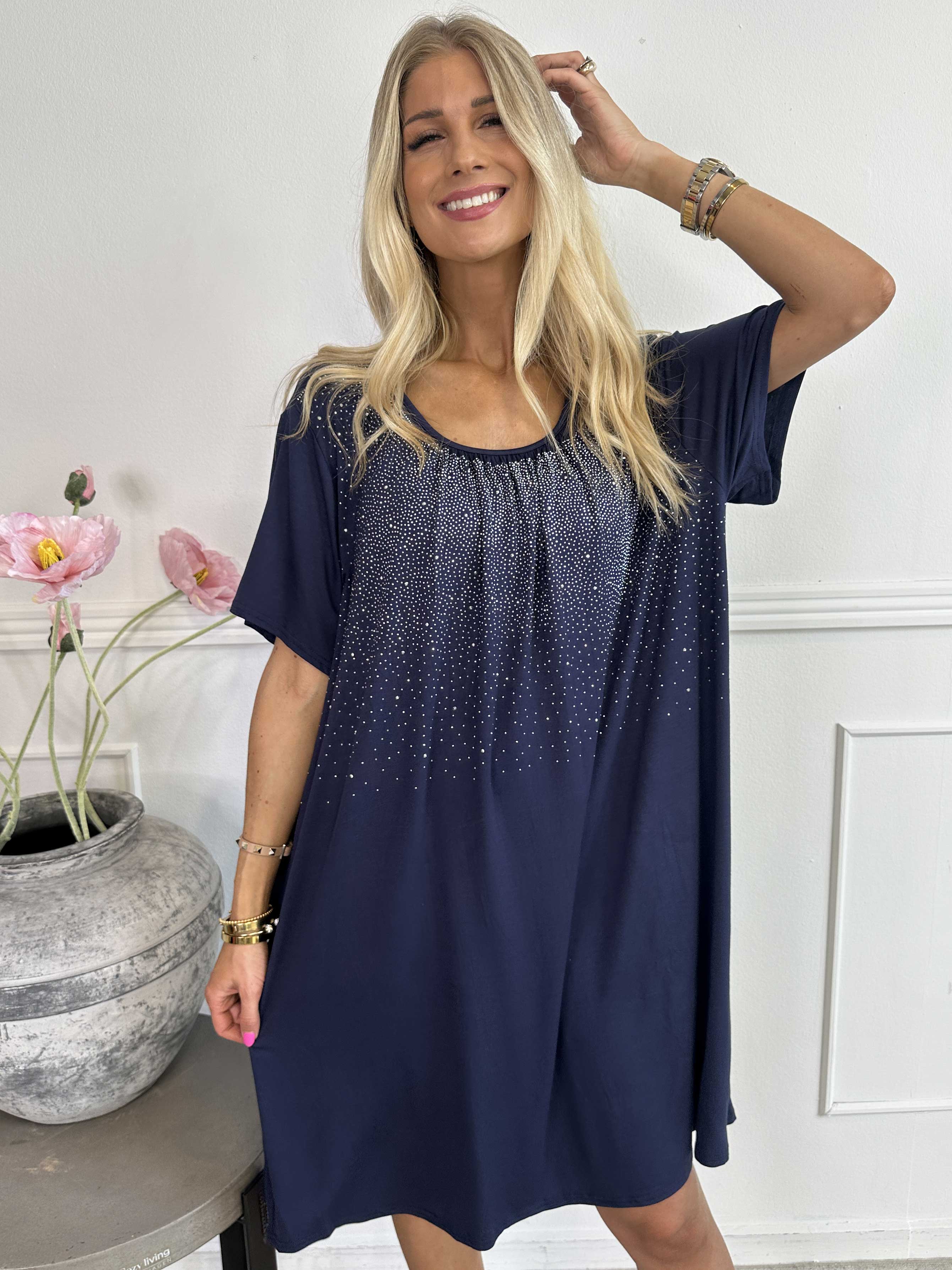 Miravi Sparkle - Løs kjole i elastisk stof med similisten