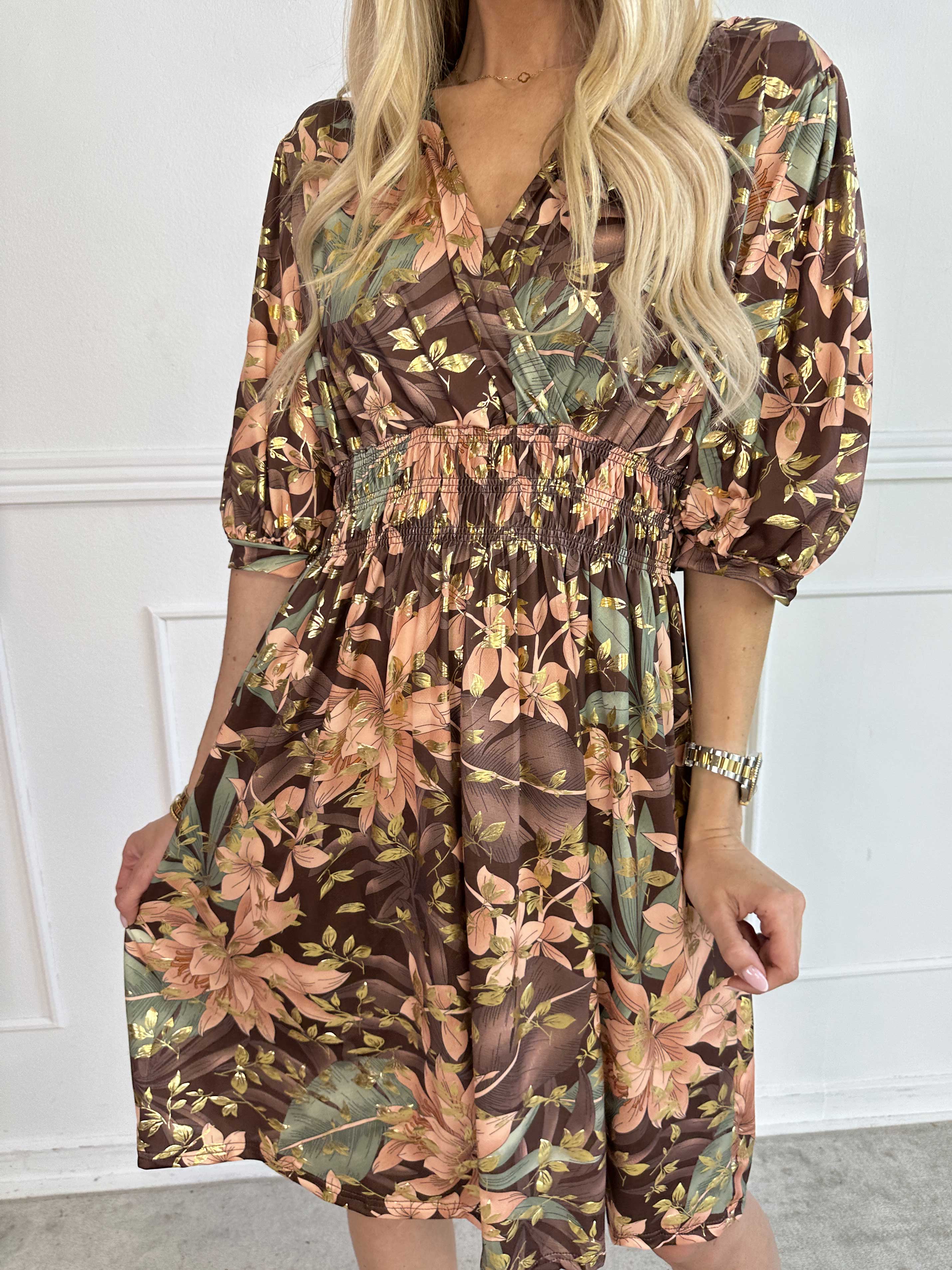 Pamina Leaf Short - Kort elastisk kjole med blad motiver