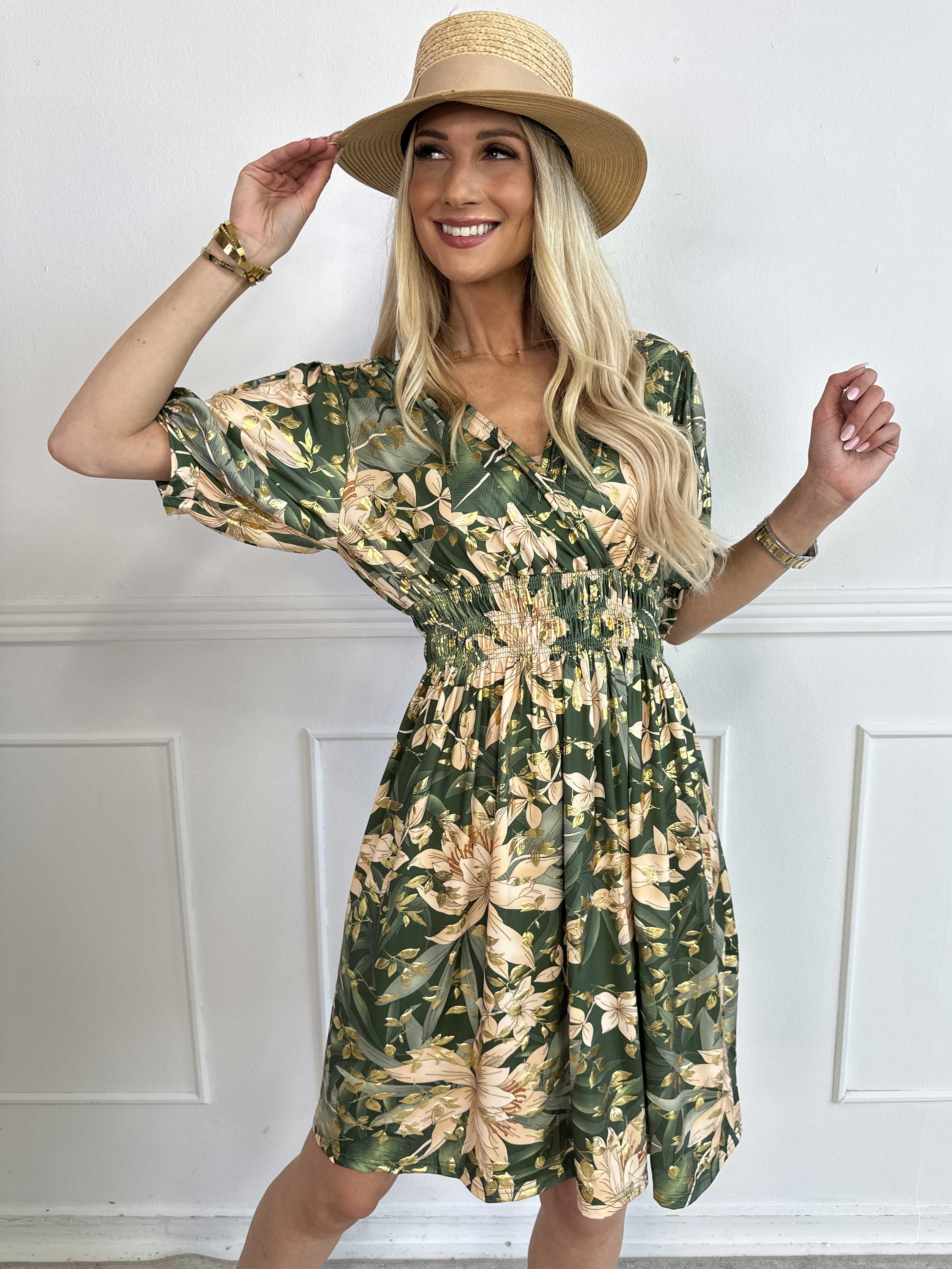 Pamina Leaf Short - Kort elastisk kjole med blad motiver