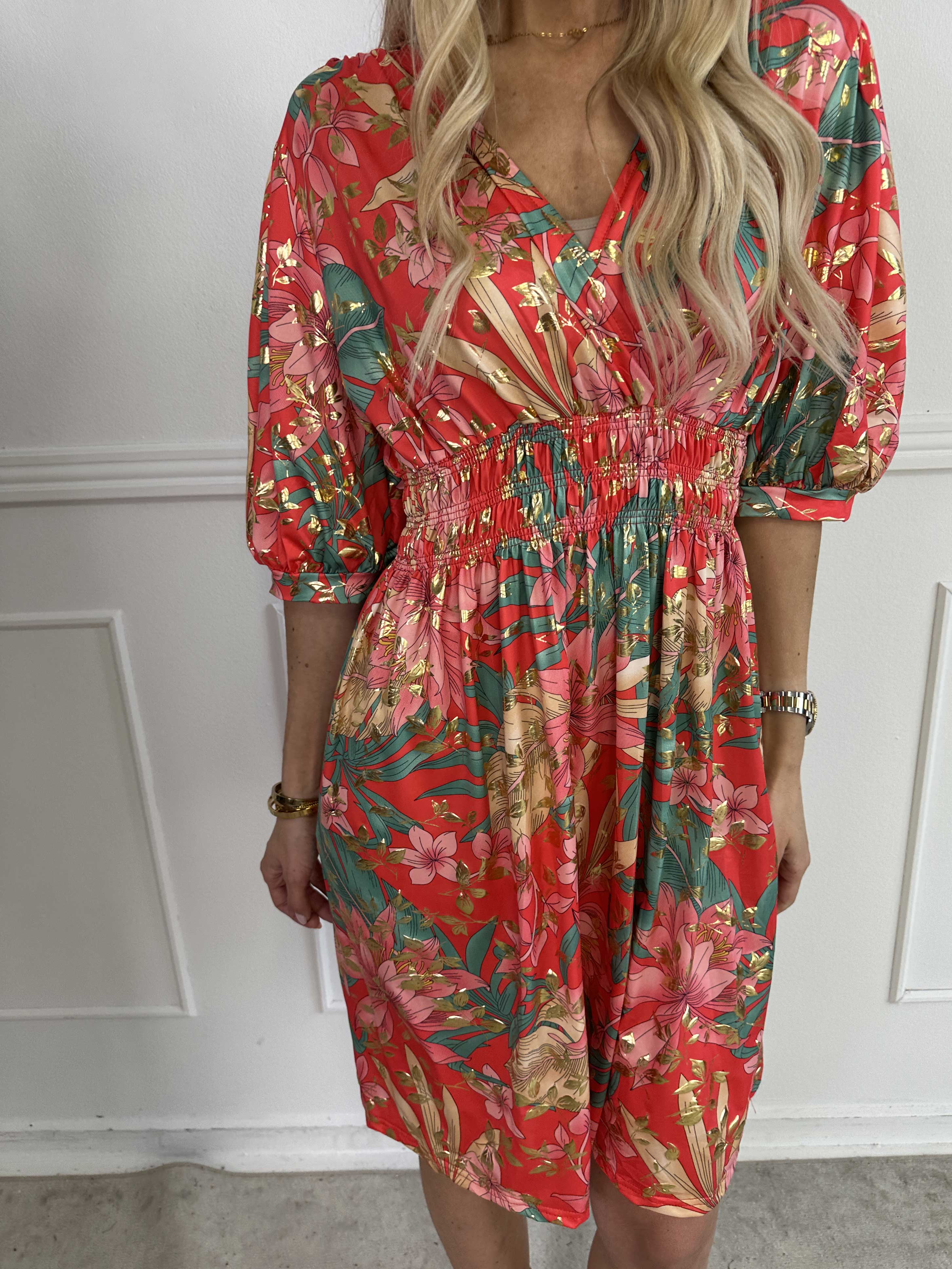 Pamina Leaf Short - Kort elastisk kjole med blad motiver