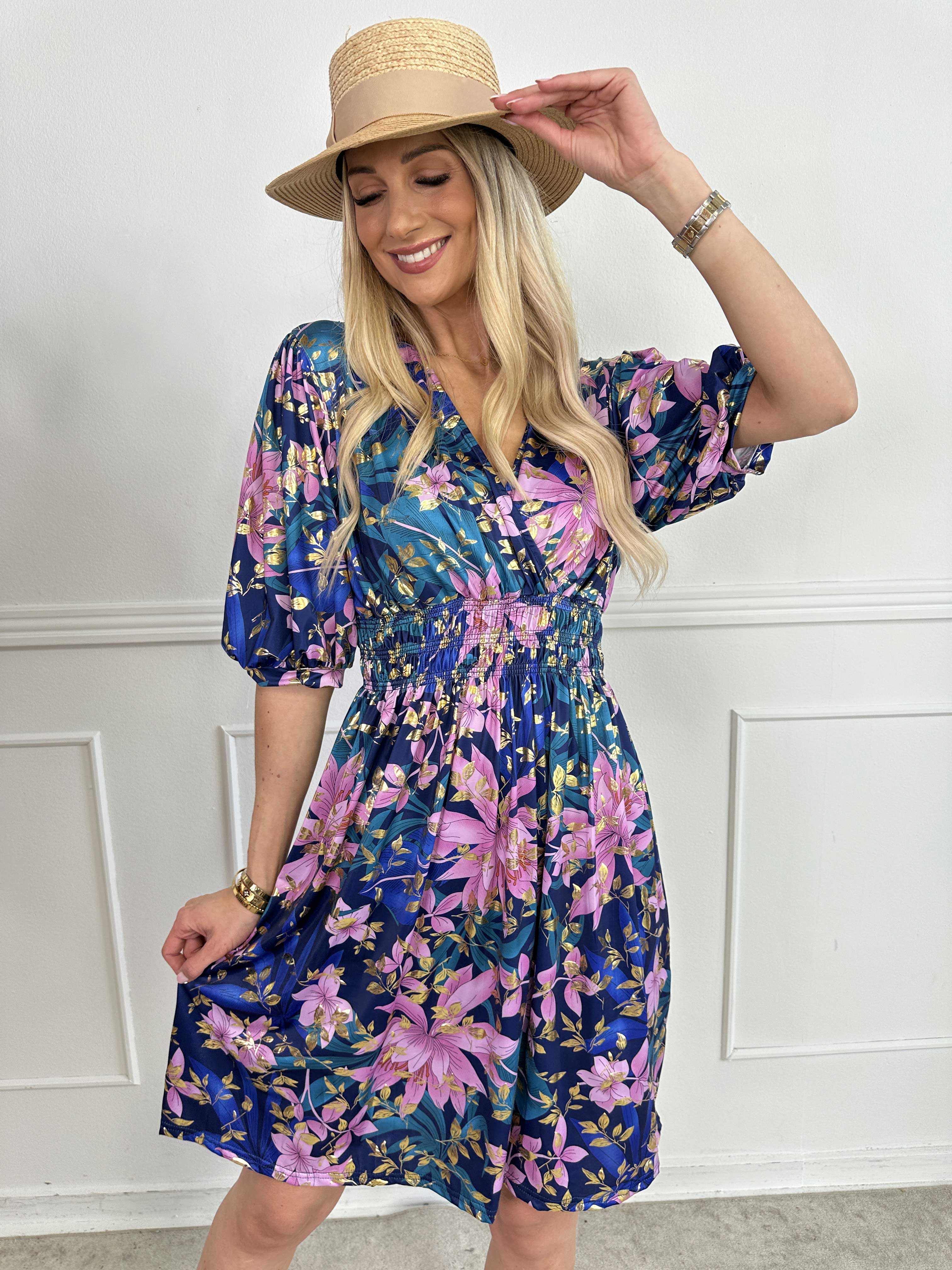 Pamina Leaf Short - Kort elastisk kjole med blad motiver