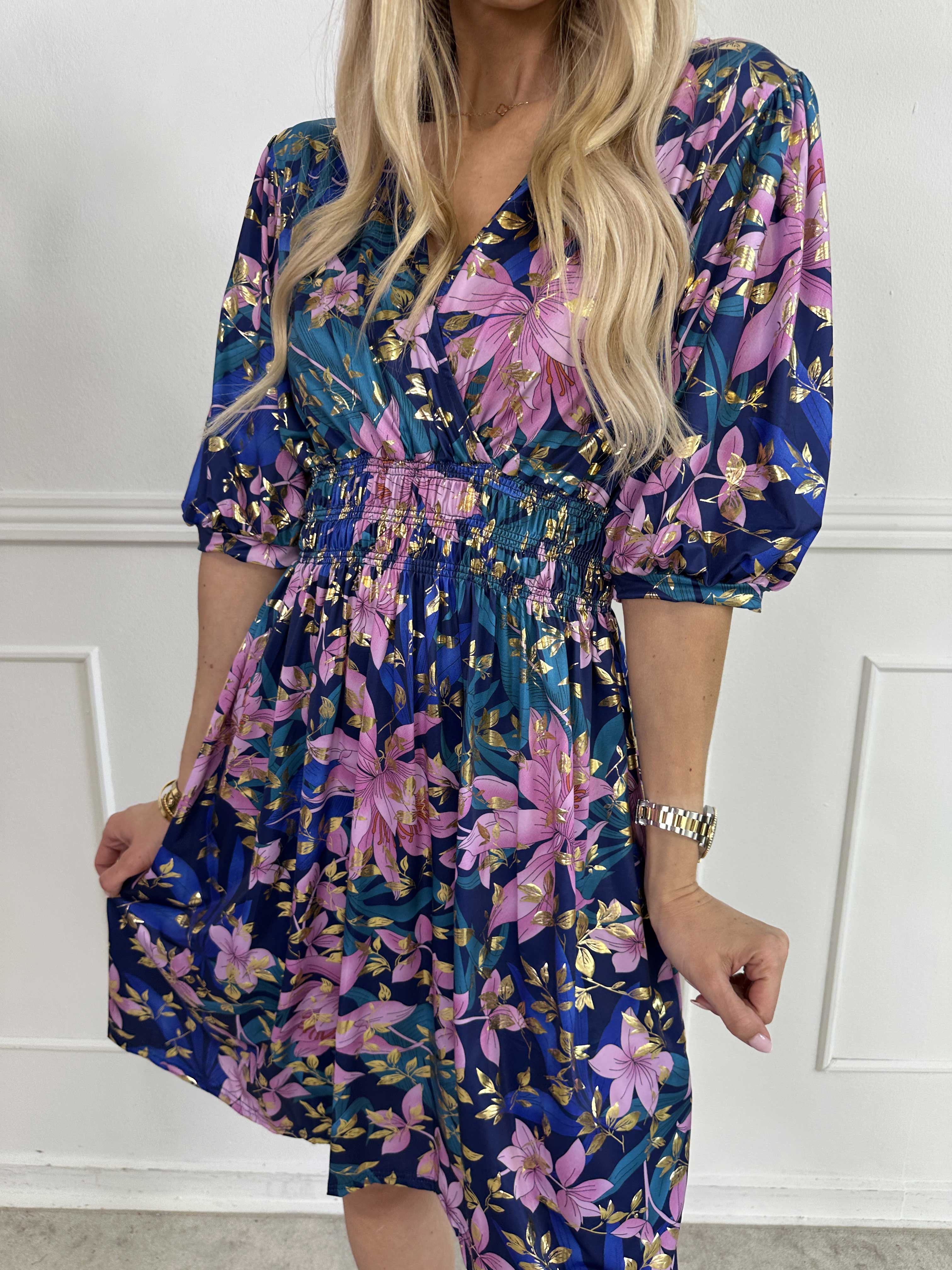 Pamina Leaf Short - Kort elastisk kjole med blad motiver