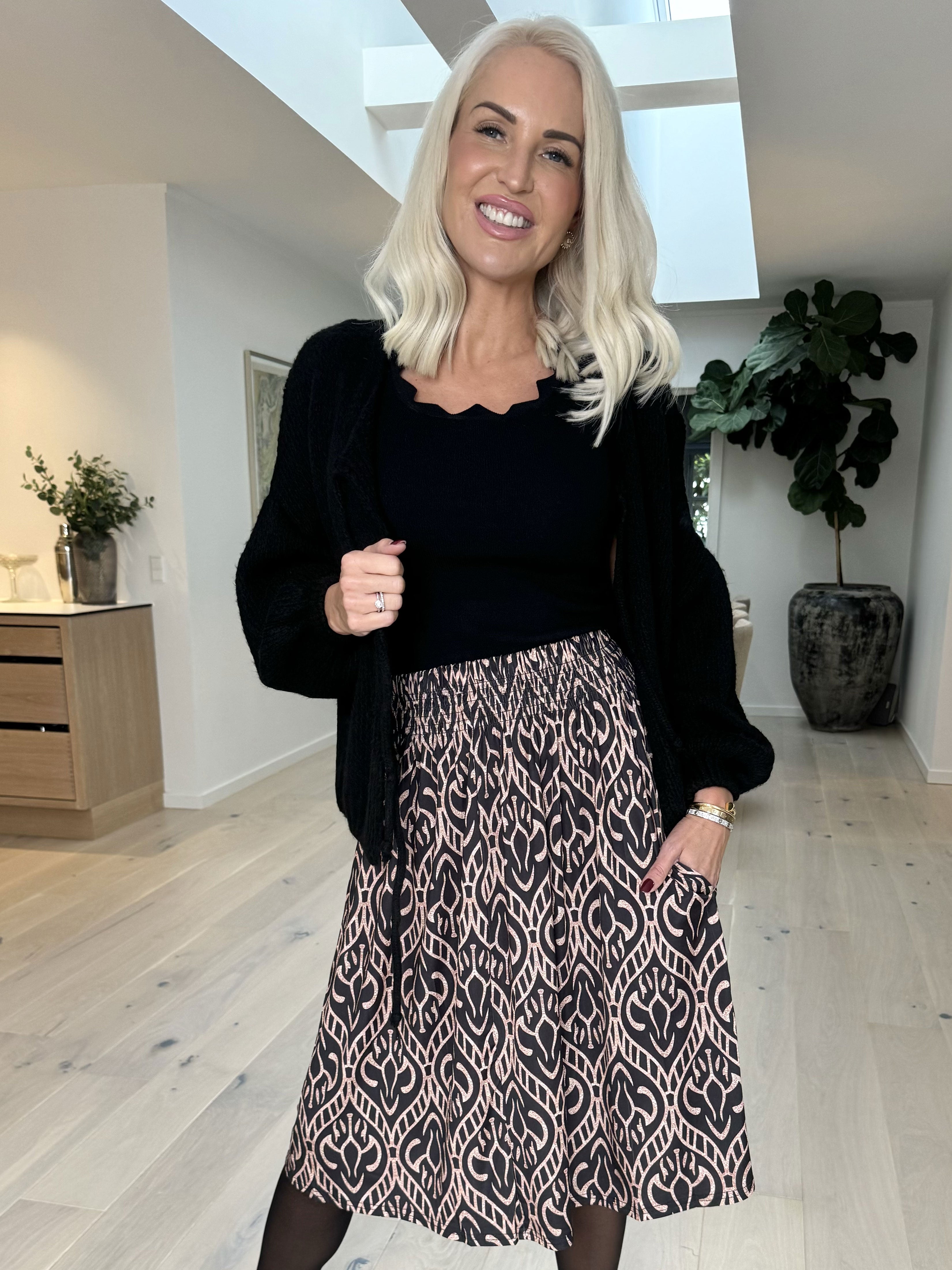 Pams Boho Skirt - Nederdel i krølfrit stof med lommer