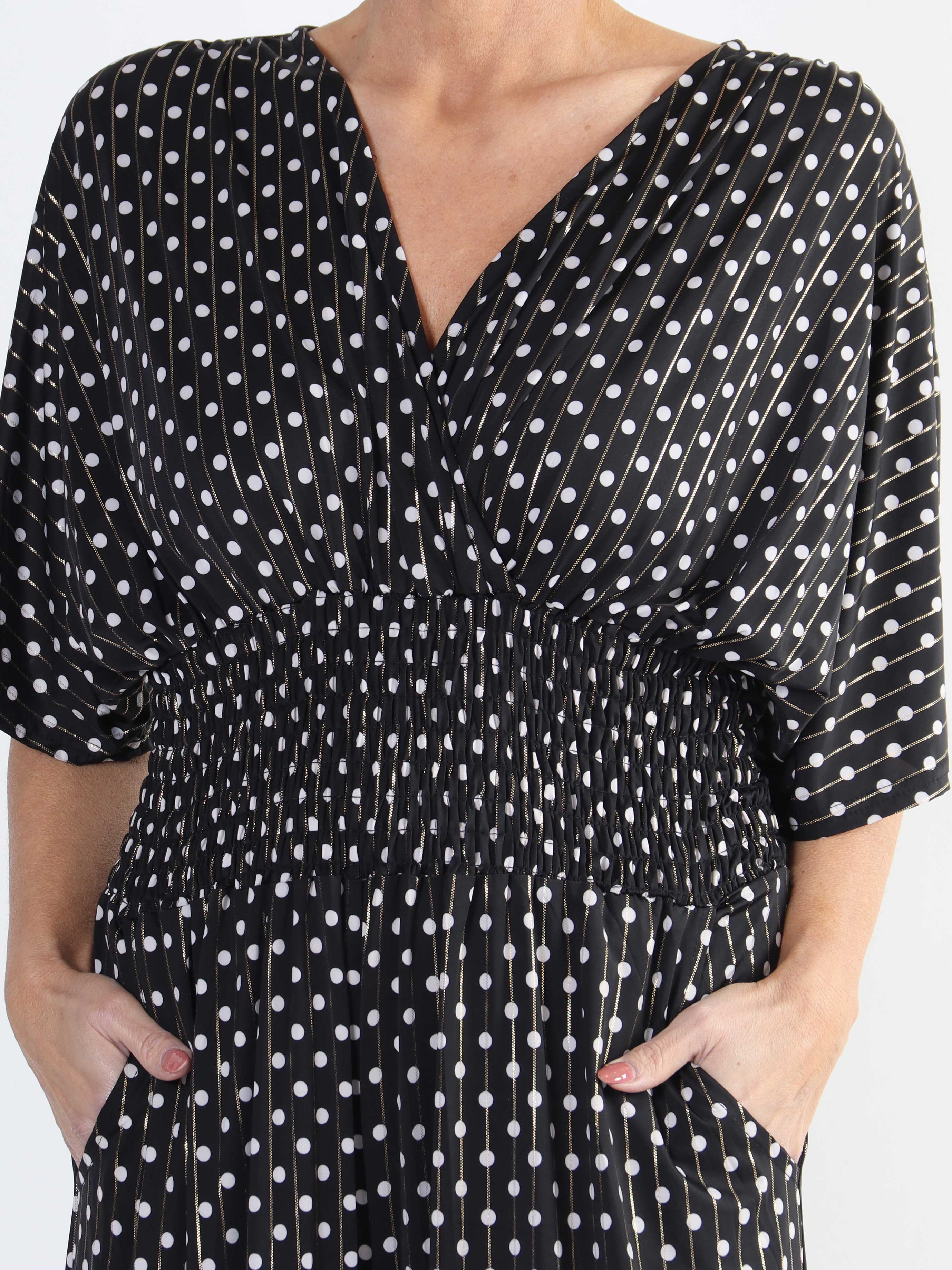 Pams Dot Jumpsuit - Elastisk plus size buksedragt med prikker