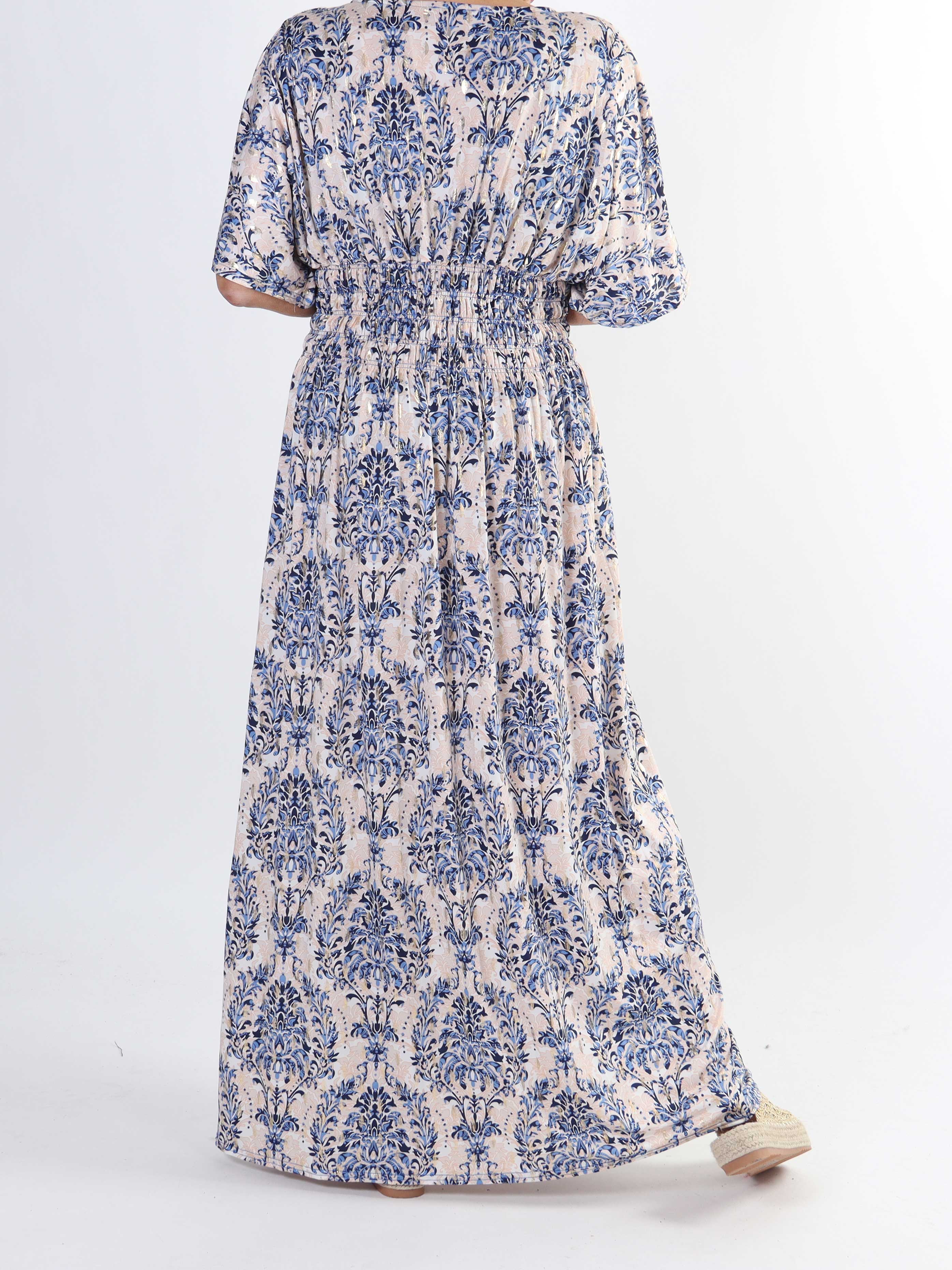 Pams Royal - Lang elastisk plus size kjole i krølfrit stof