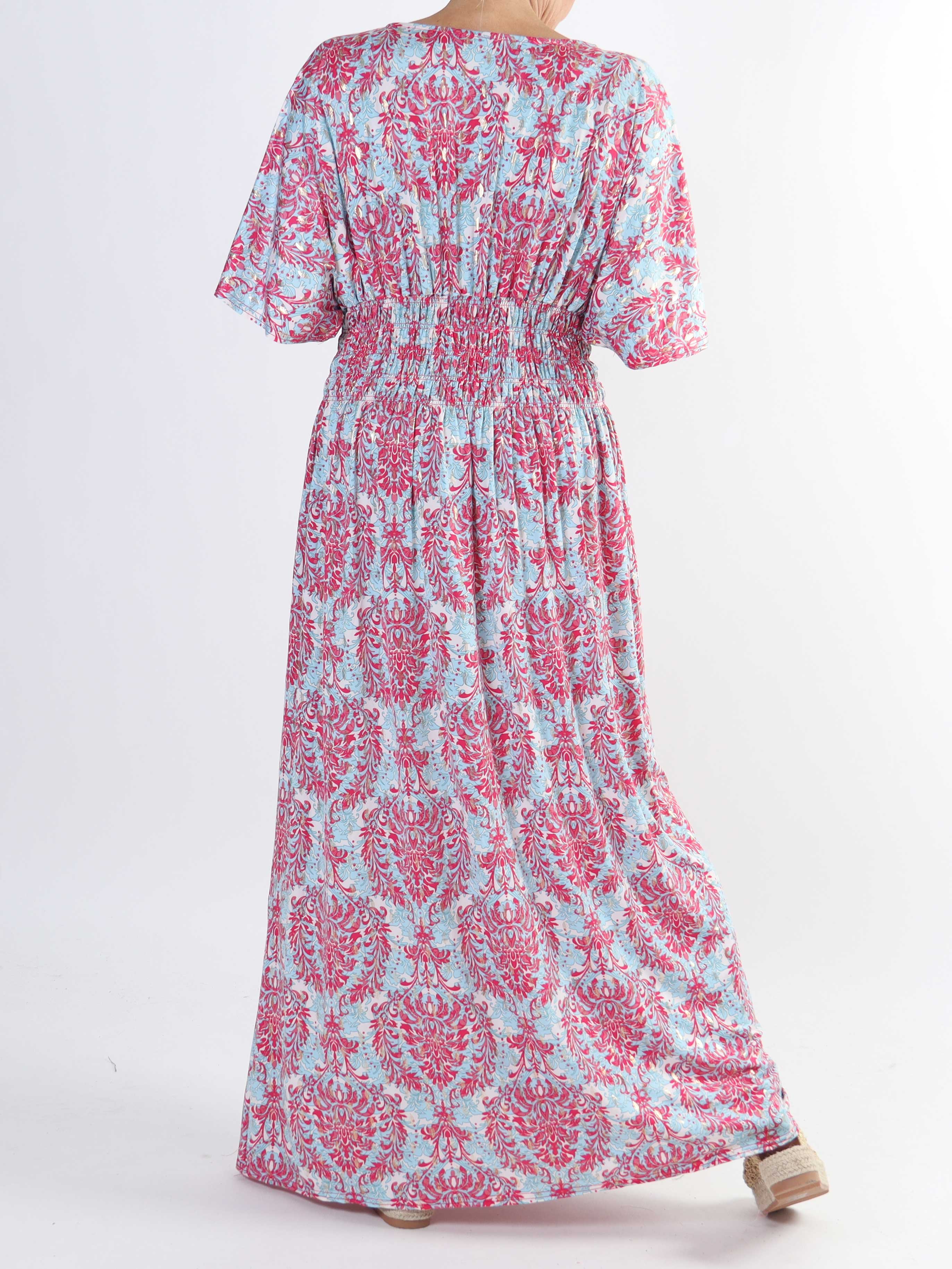 Pams Royal - Lang elastisk plus size kjole i krølfrit stof