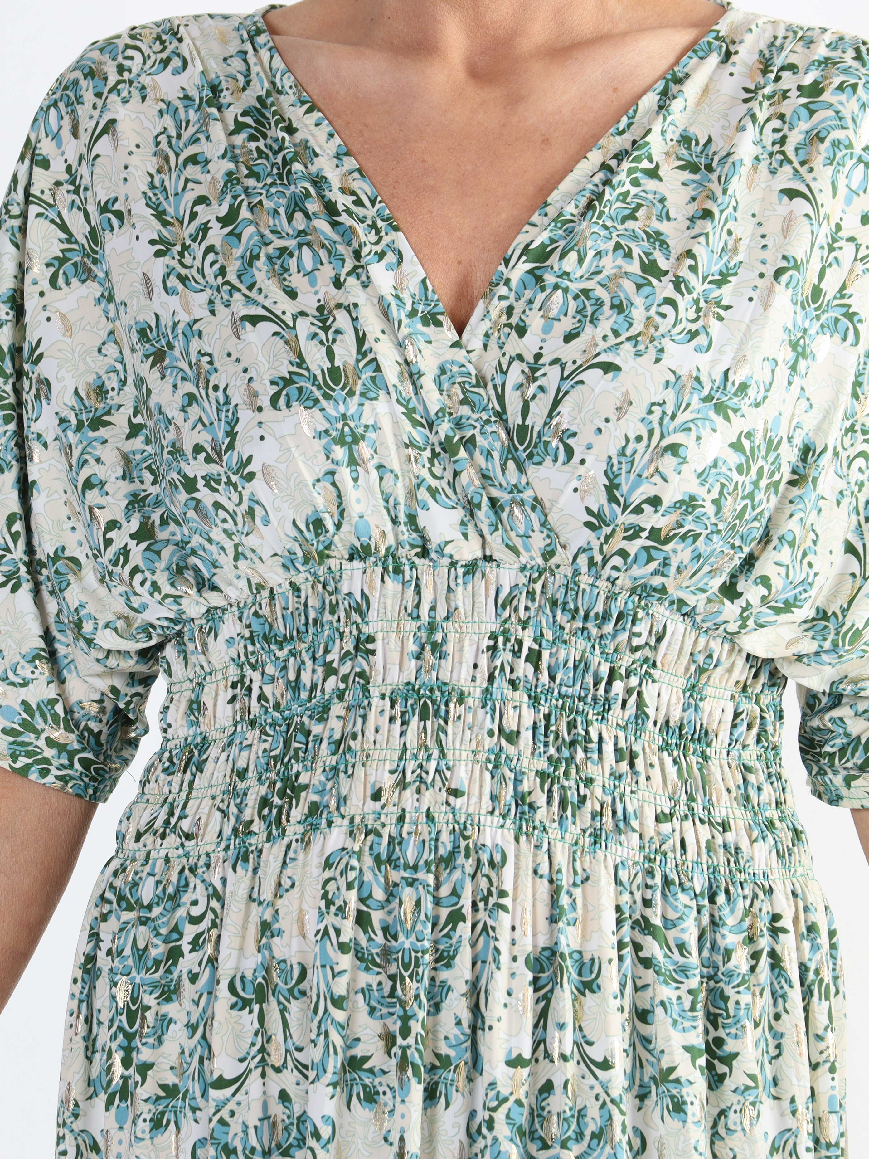 Pams Royal - Lang elastisk plus size kjole i krølfrit stof