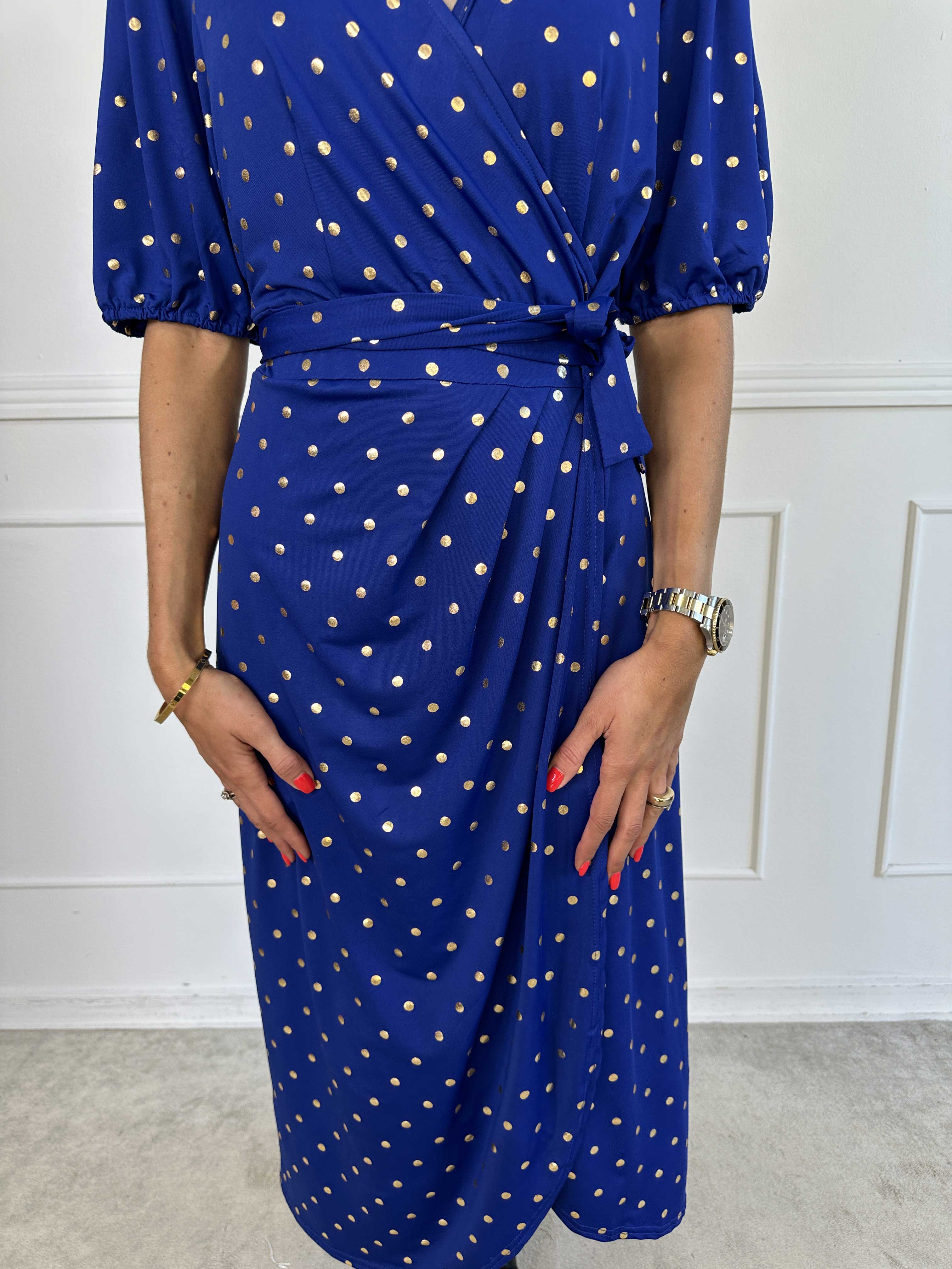 Primula Dust Gold - Kjole i slå-om look med guld prikker