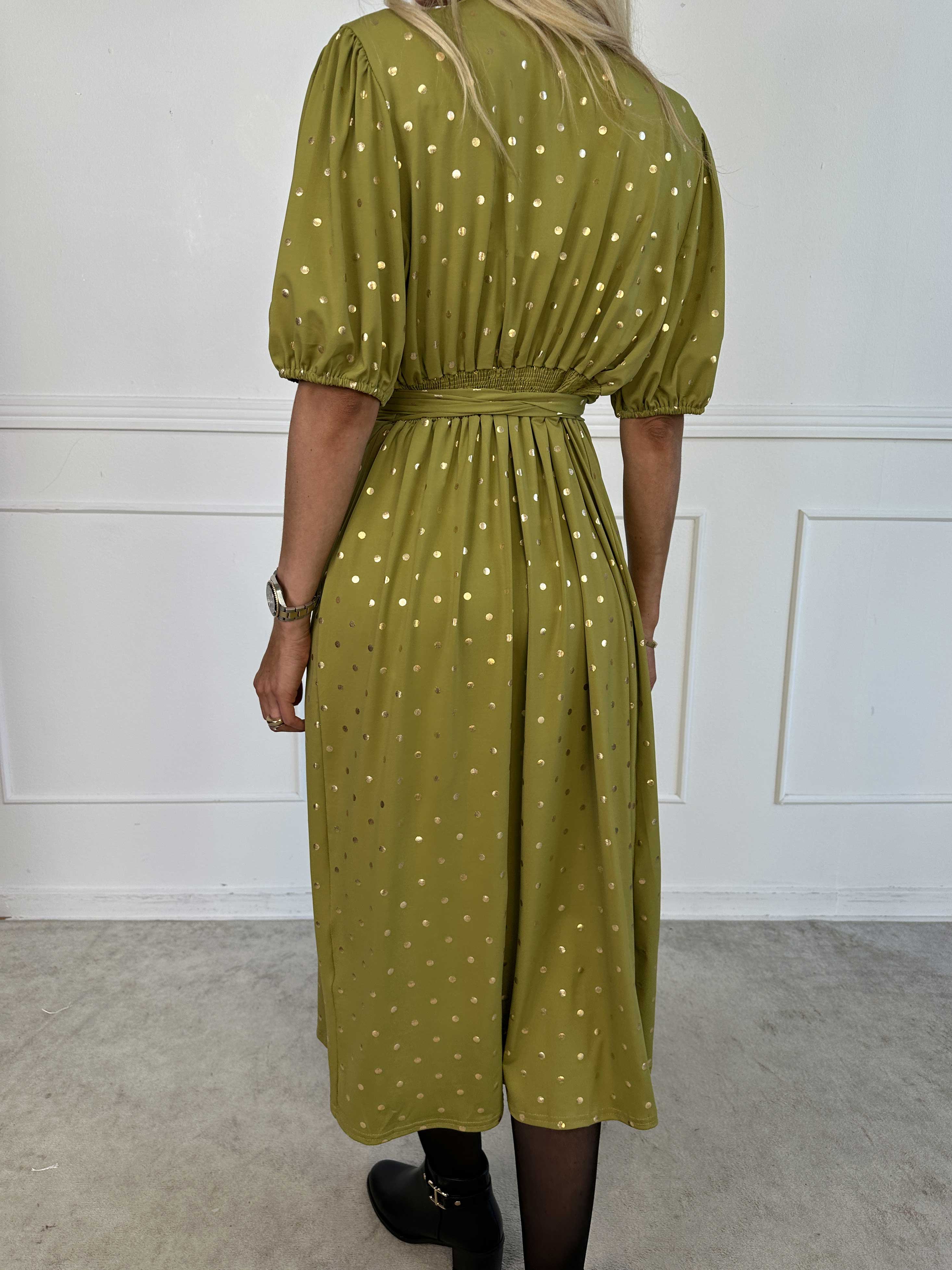 Primula Dust Gold - Kjole i slå-om look med guld prikker