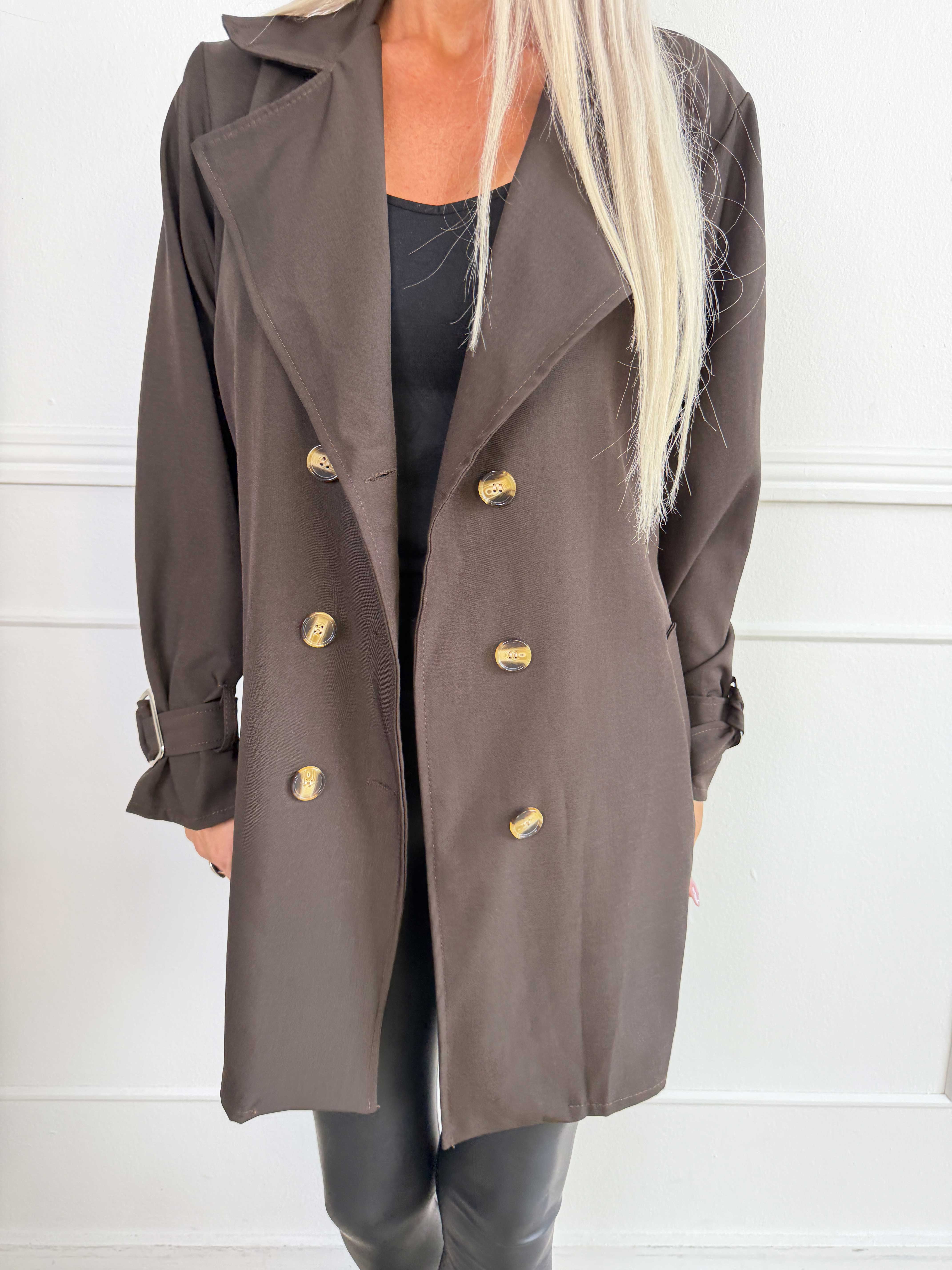 Sharpay Short 2.0 - Kort let plus size trenchcoat med bindebånd