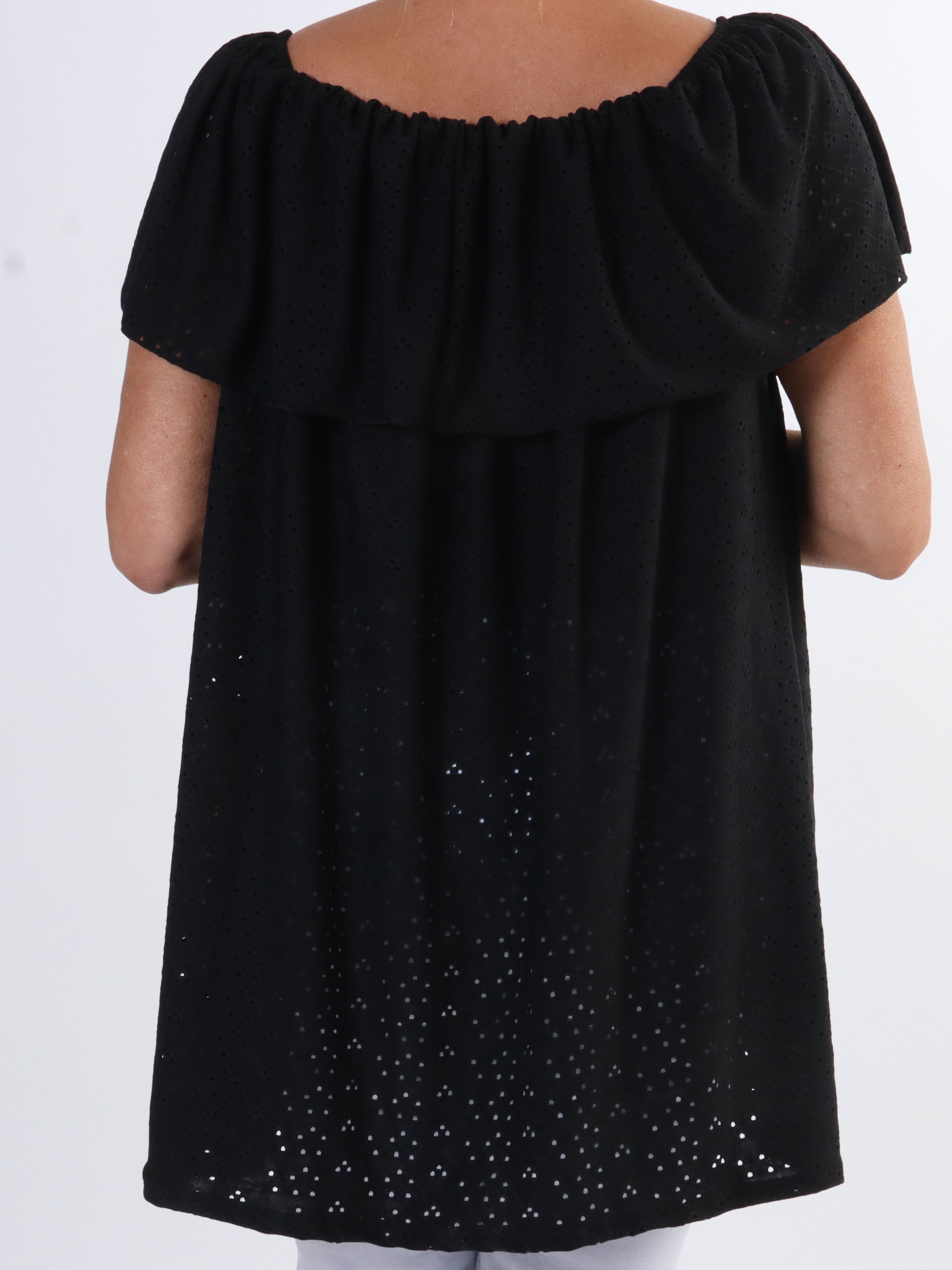 Sienna - Sød elastisk plus size tunika med broderie anglaise