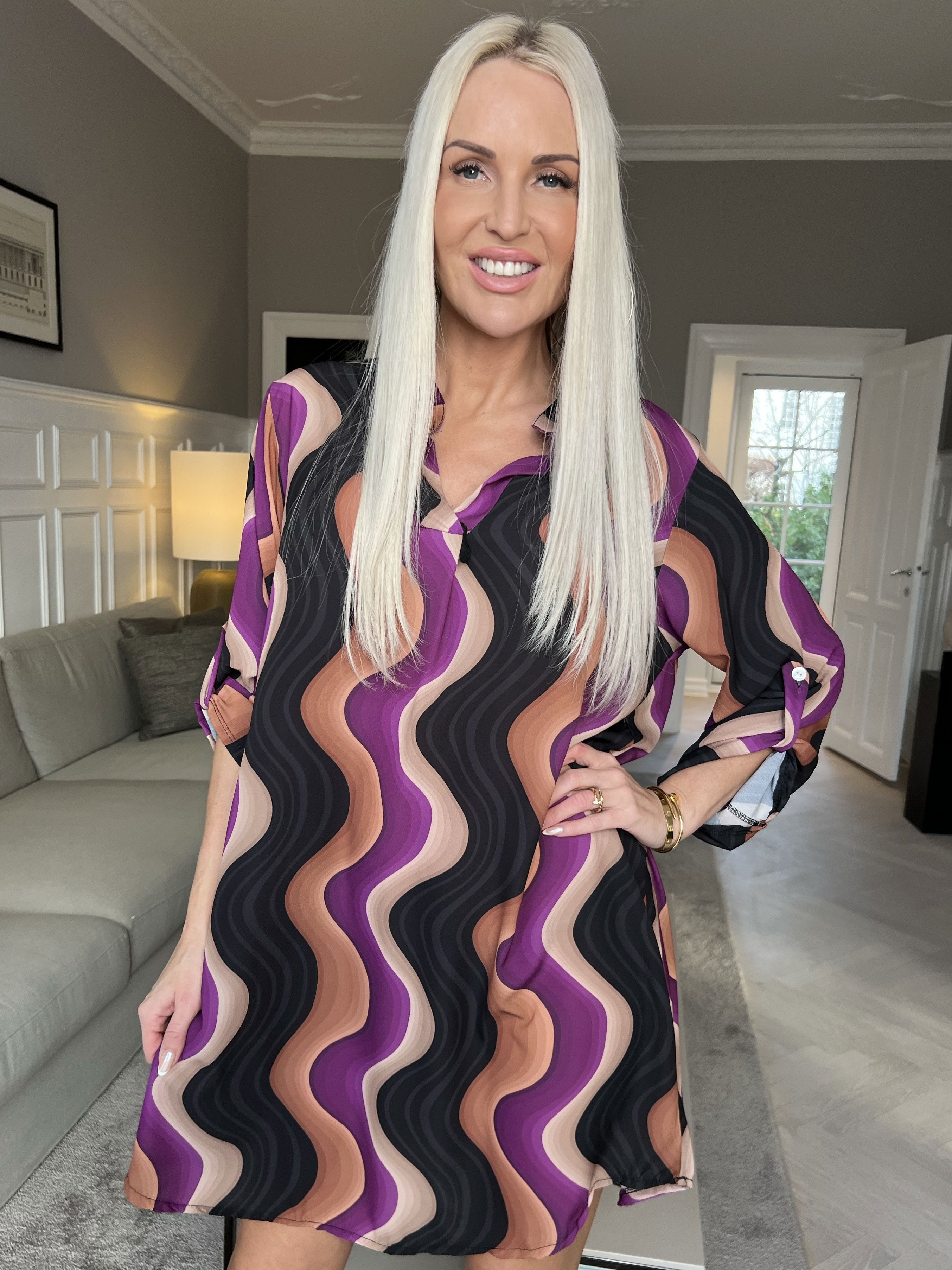 Vanesa Dress Wave - Let og luftig mønstret kjole