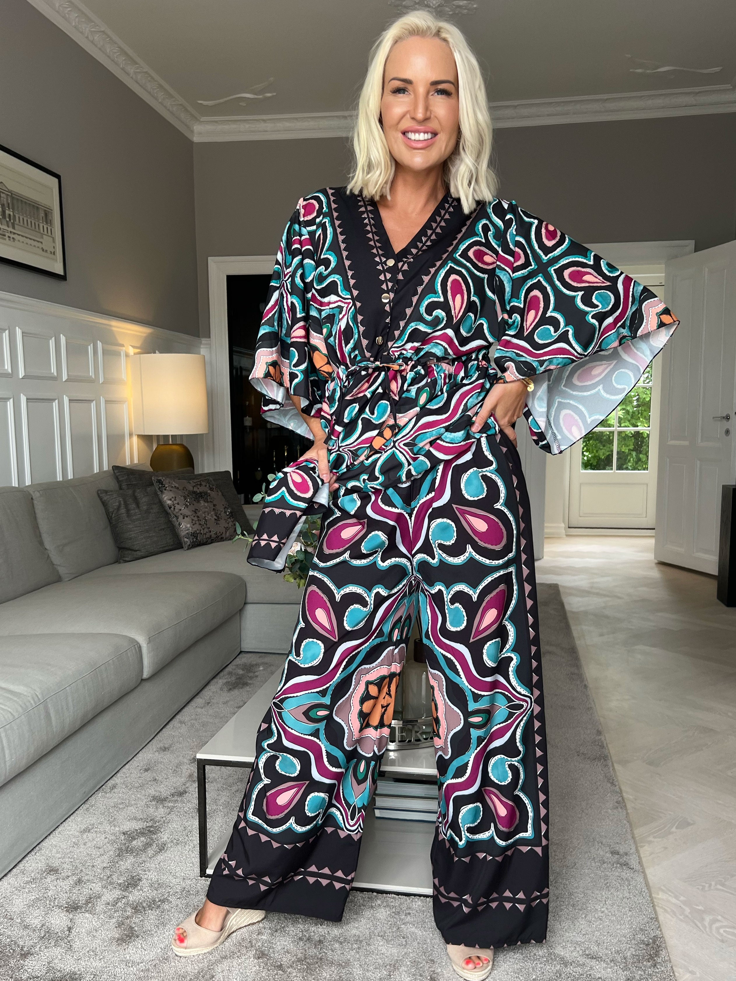 Yeva Tunika - Lang mønstret tunika med bindebånd