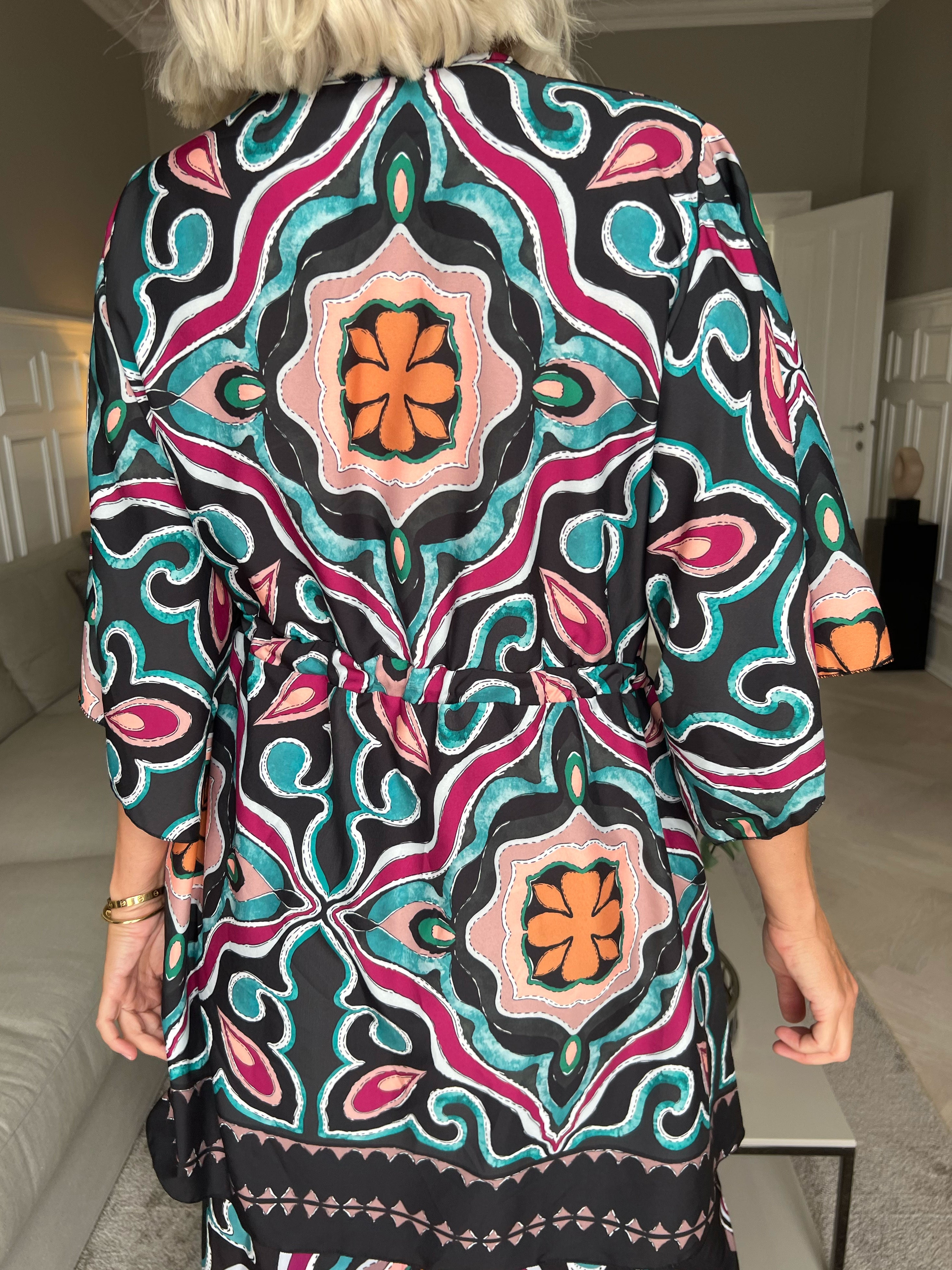 Yeva Tunika - Lang mønstret tunika med bindebånd