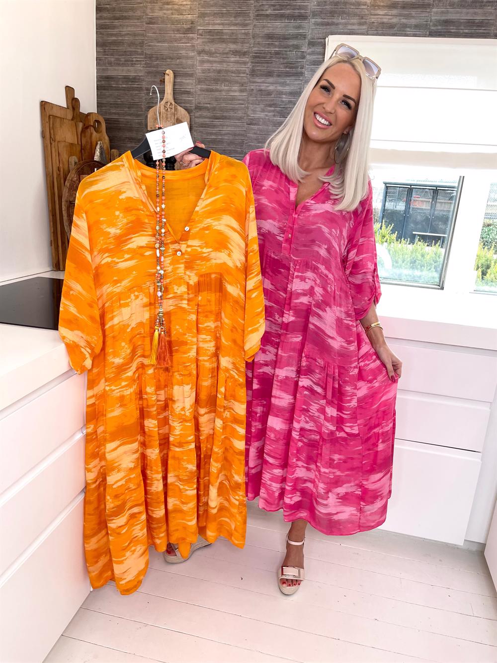 Amal pattern - Skjortekjole i farvet nuancer