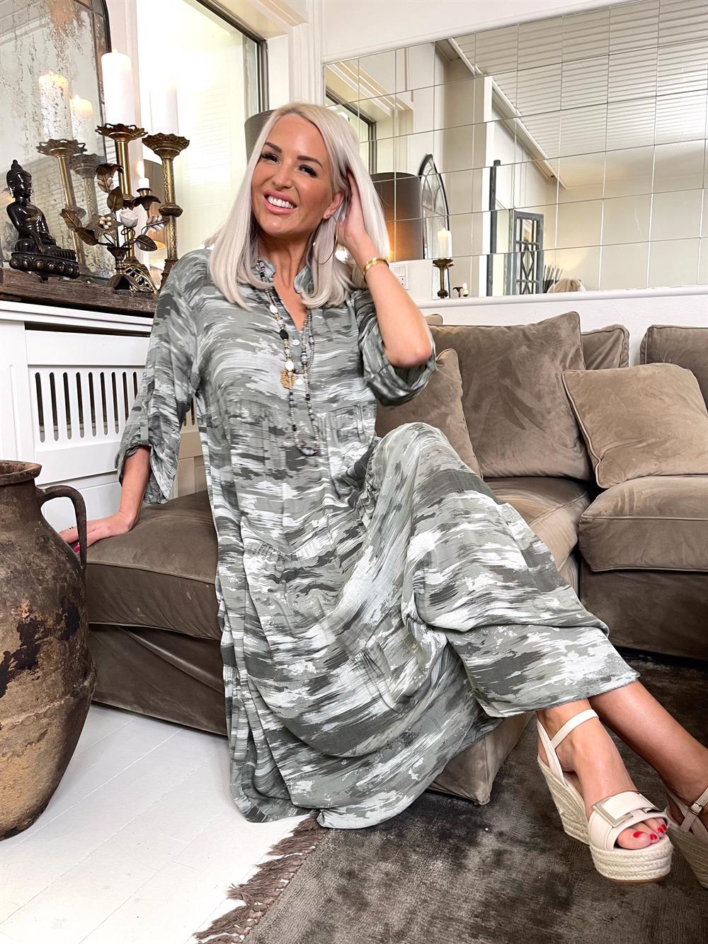 Amal pattern - Skjortekjole i farvet nuancer