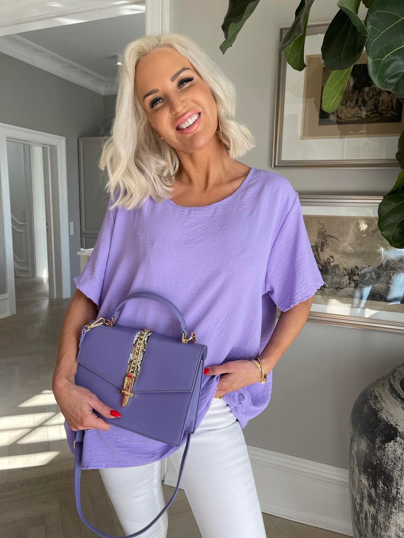 Rio - Håndtaske med gulddetaljer og slangeprint