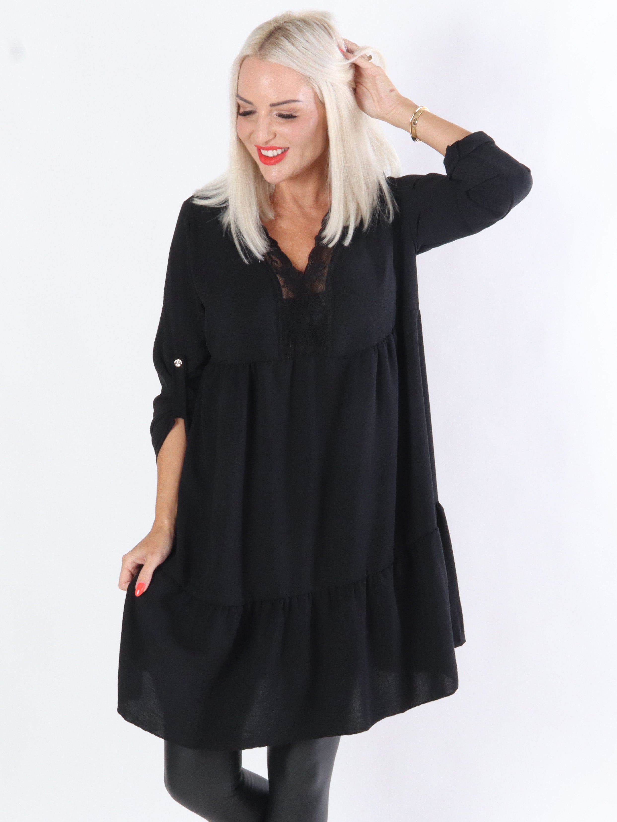 Abbelone - Tunika med blondekant i udskæringen