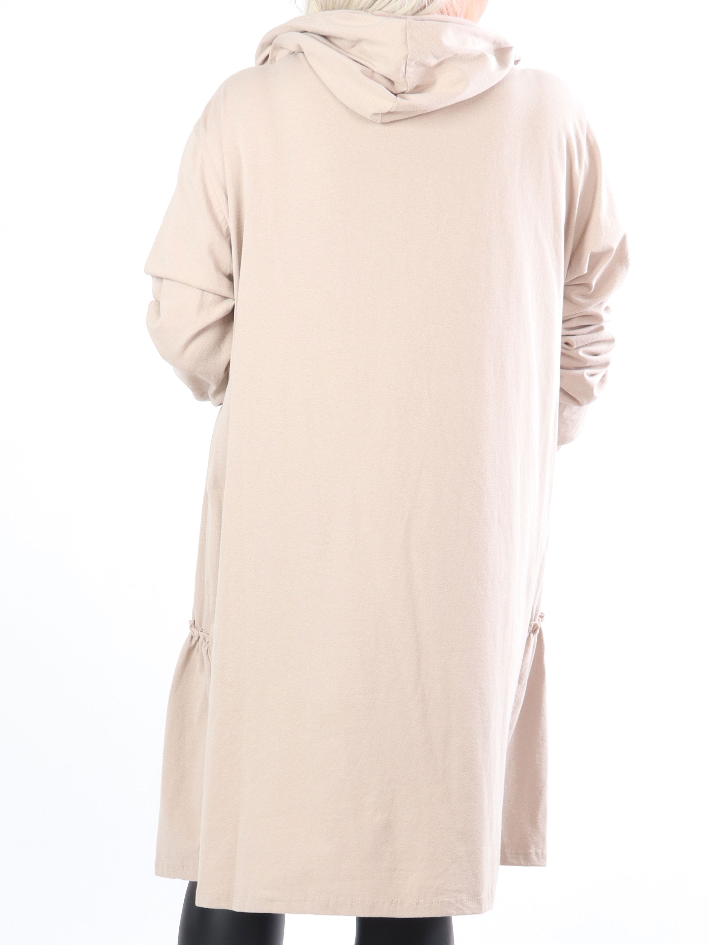 Adona - Plus size joggingkjole med lynlås og hætte