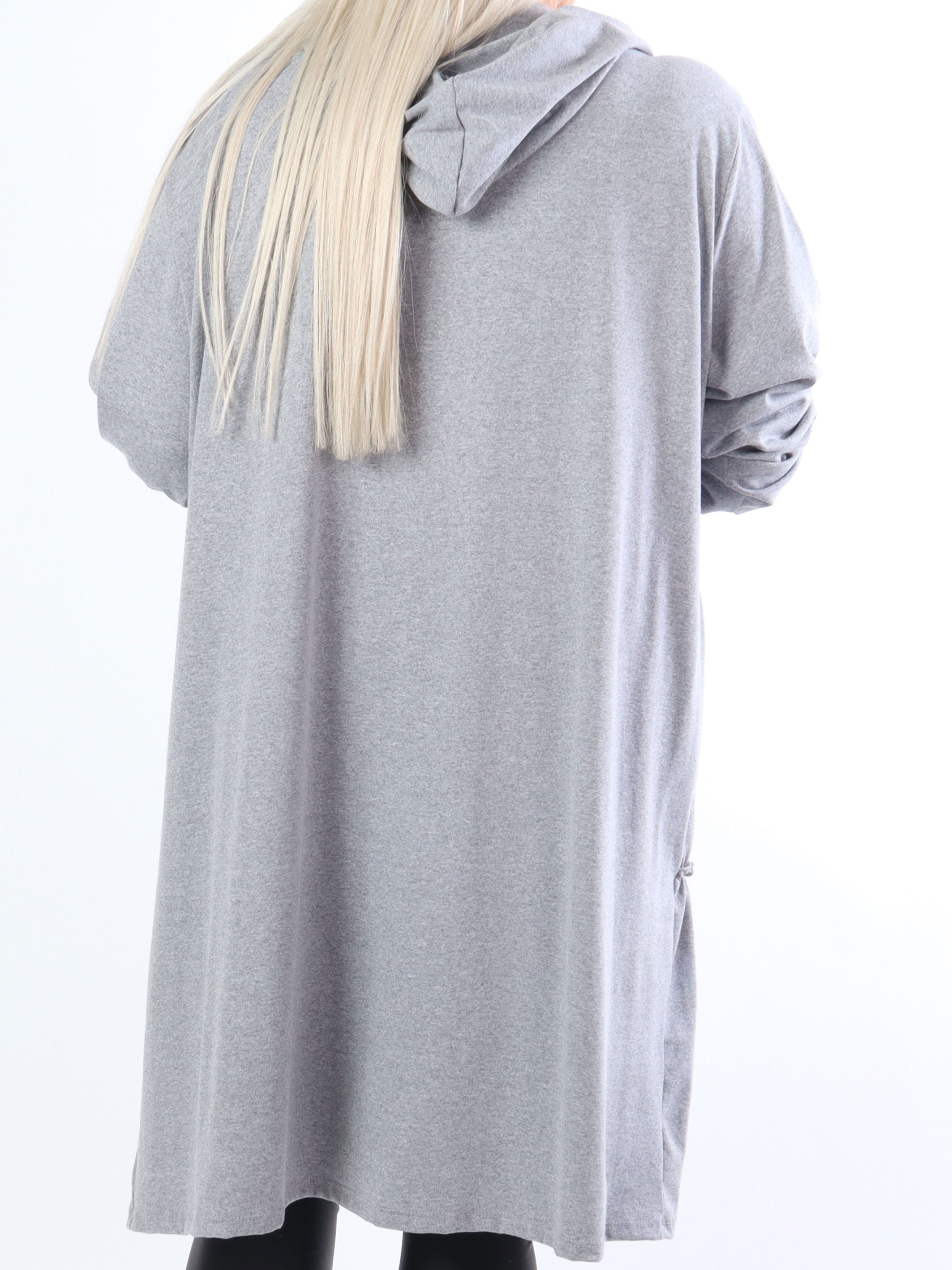 Adona - Plus size joggingkjole med lynlås og hætte