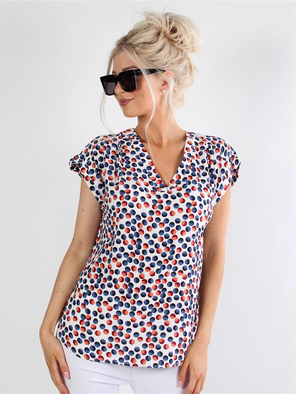 Agacia - T-shirt med forskellig farvede prikker