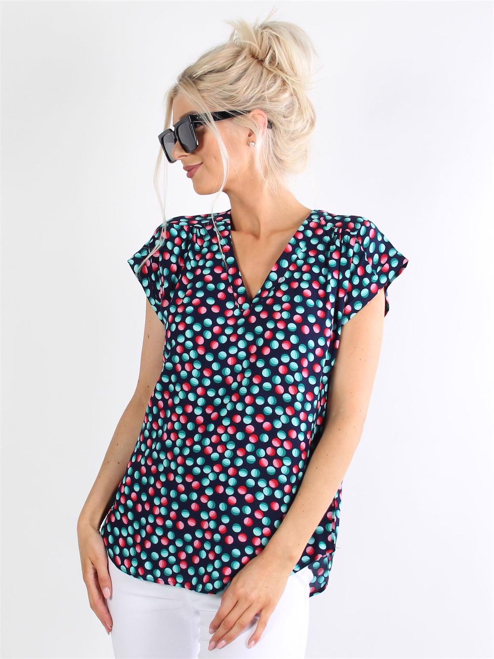 Agacia - T-shirt med forskellig farvede prikker