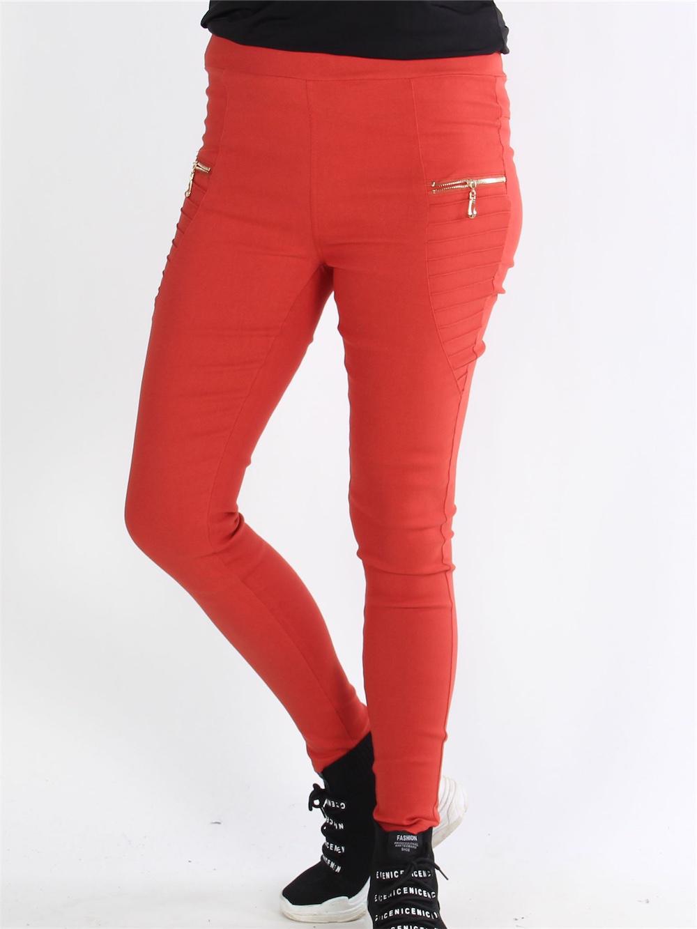 Agathe - Denim look leggings med guld lynlås