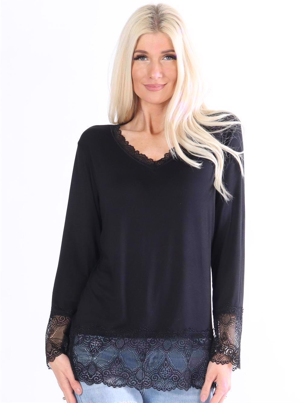 Aggi - Bluse med blonde