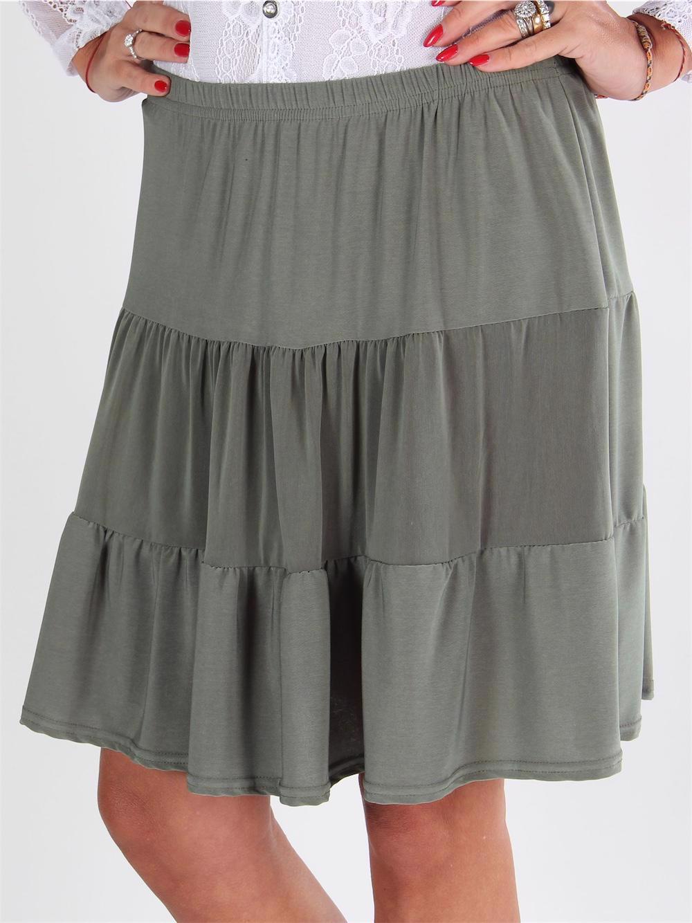 Agnes - Armygrøn sød flæsenederdel