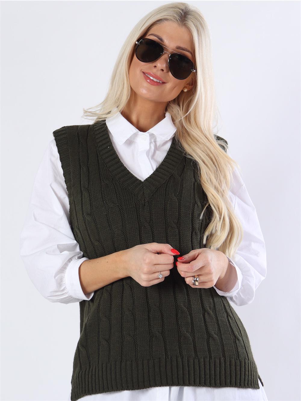 Aisha - Strikvest med v-udskæring