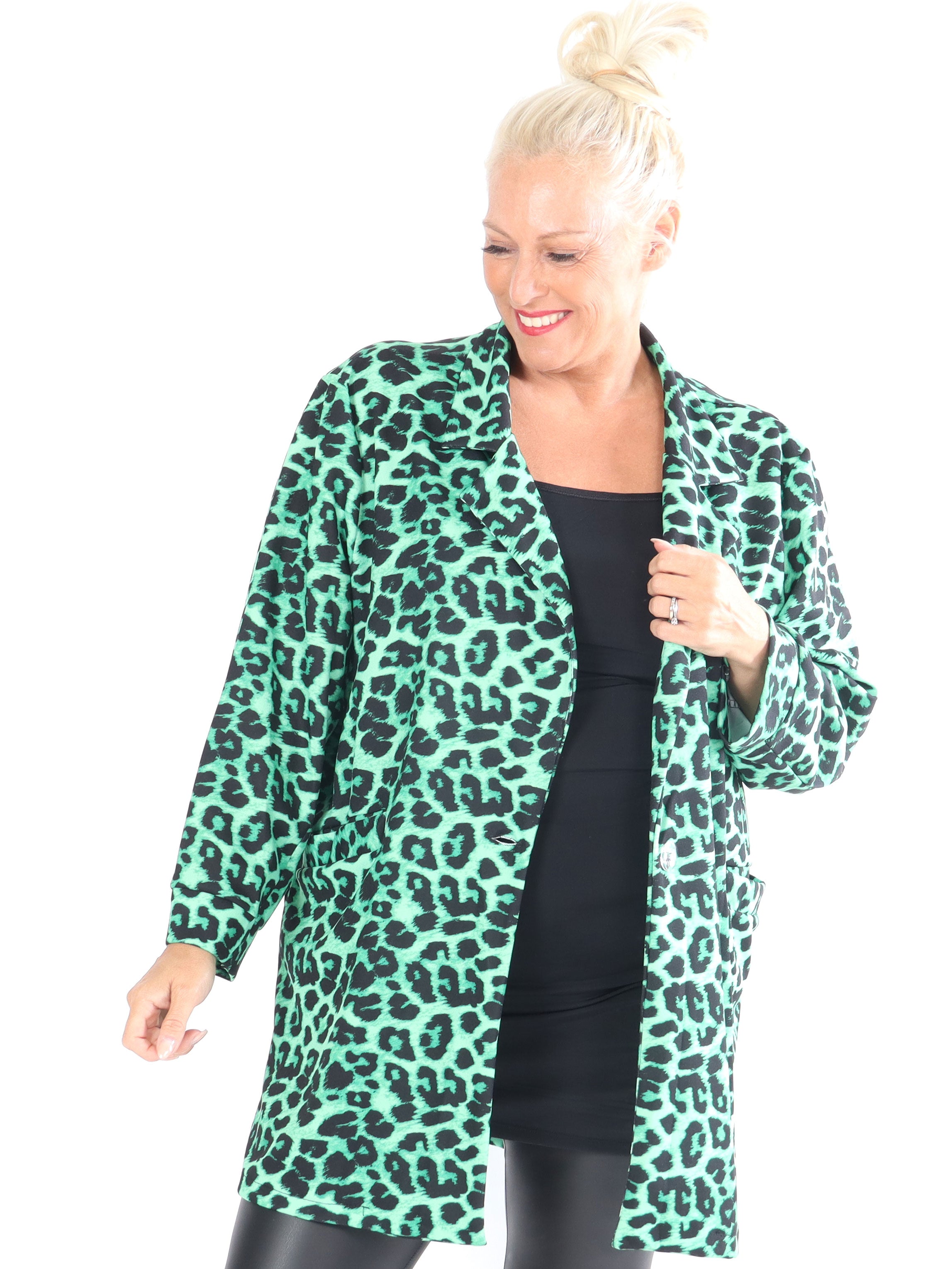Alberte Leo - Plus size blazer i leopardprint
