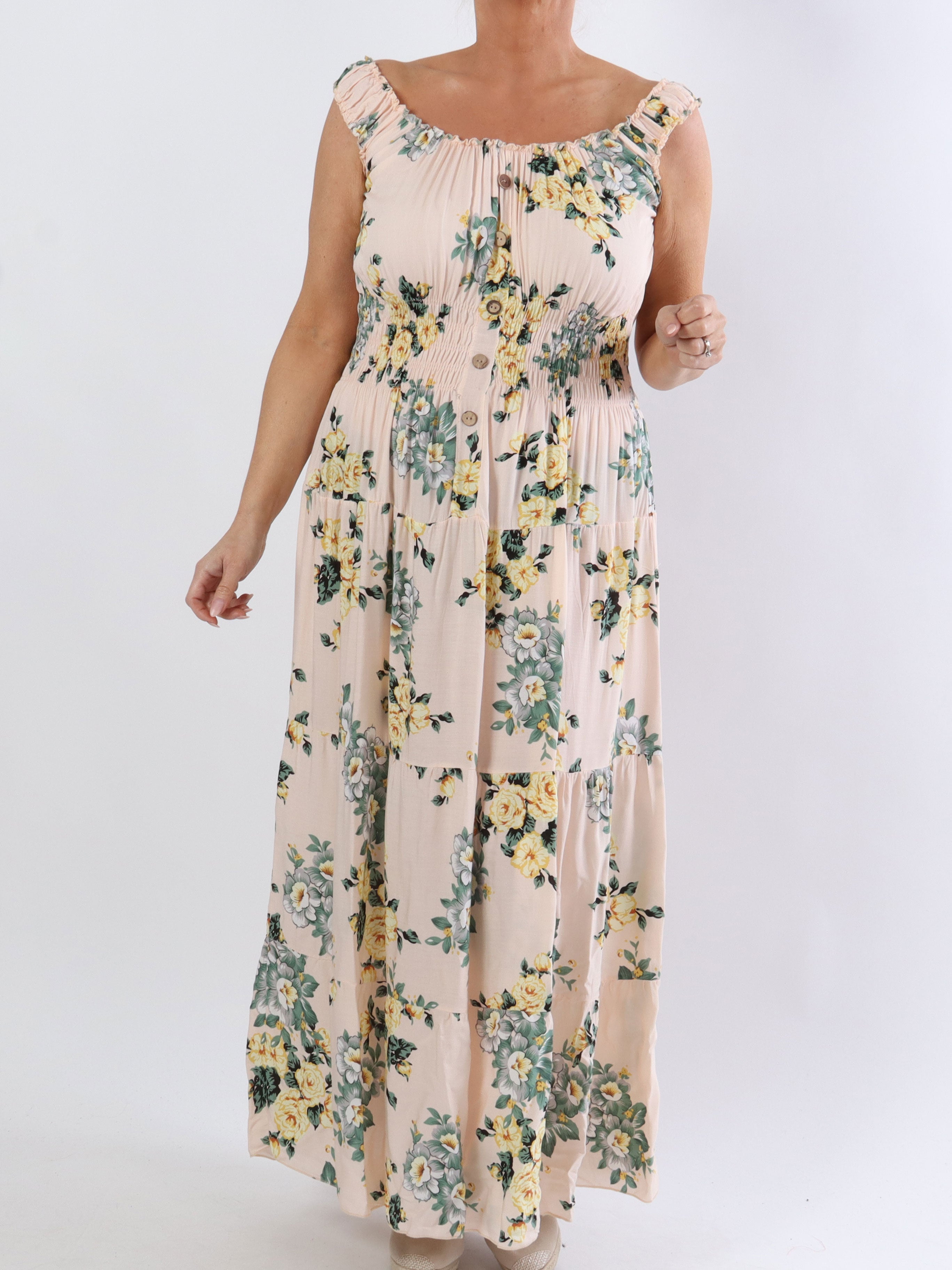 Alicia Rose - Lang plus size stropkjole med blomsterprint