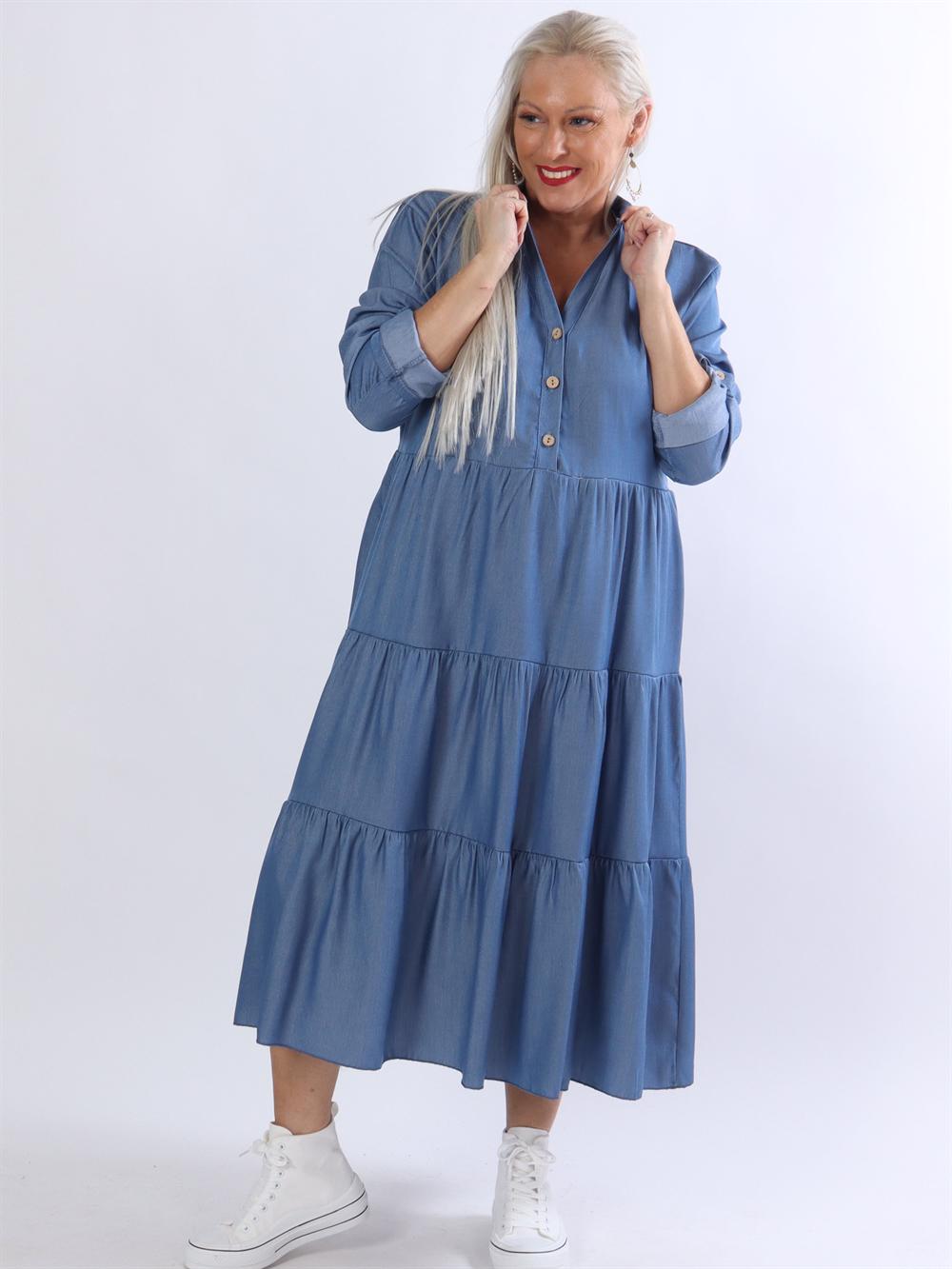 Amal - Mørkeblå skjortekjole med lag på lag look