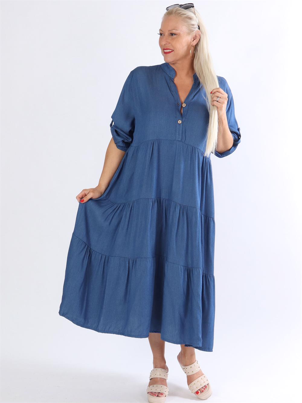 Amal - Mørkeblå skjortekjole med lag på lag look