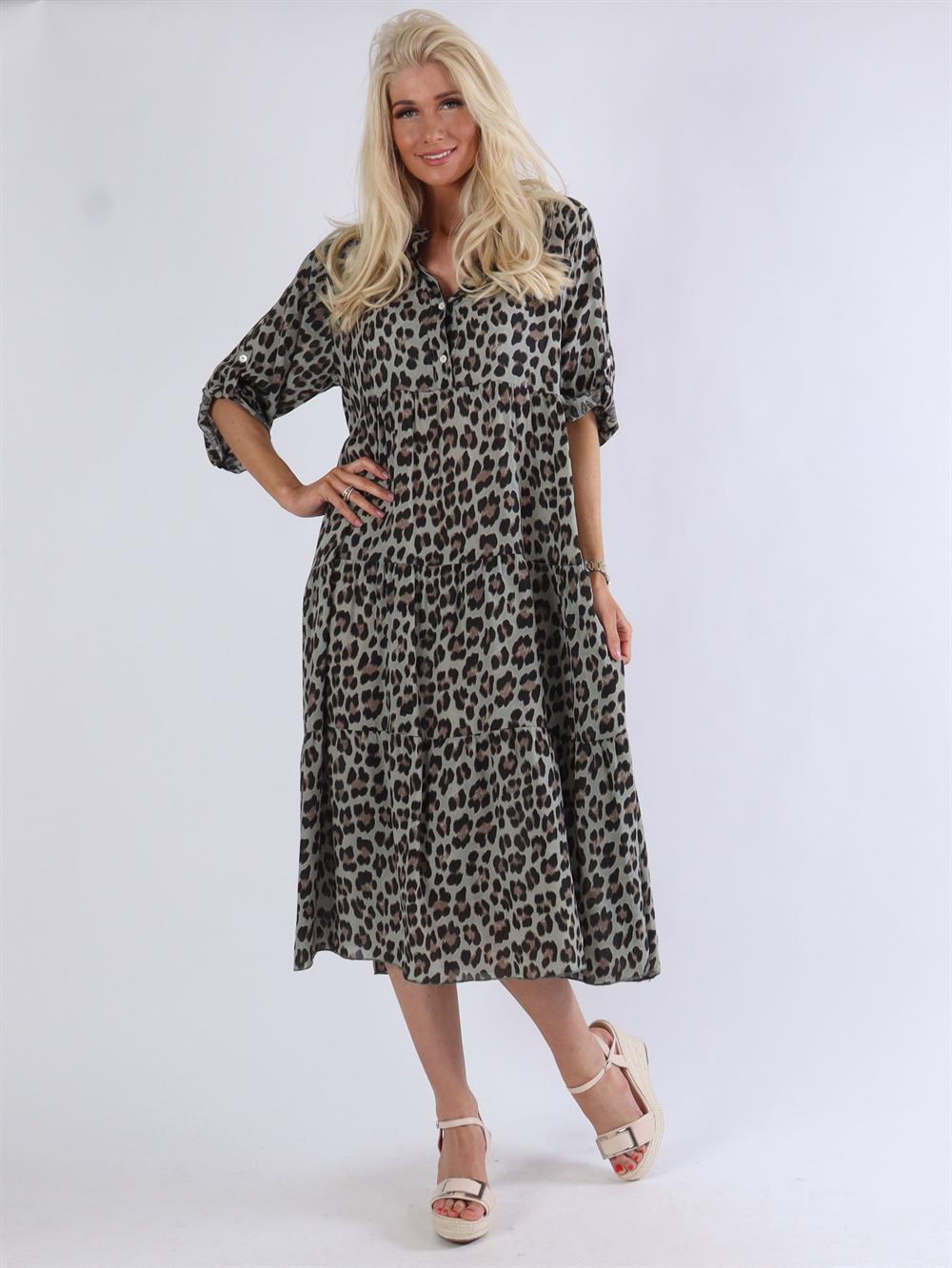 Amal leo - Skjortekjole med leopardprint