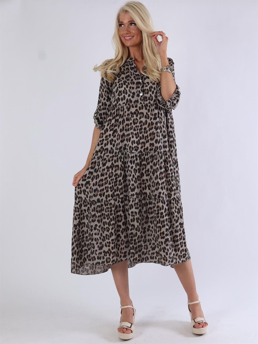 Amal leo - Skjortekjole med leopardprint