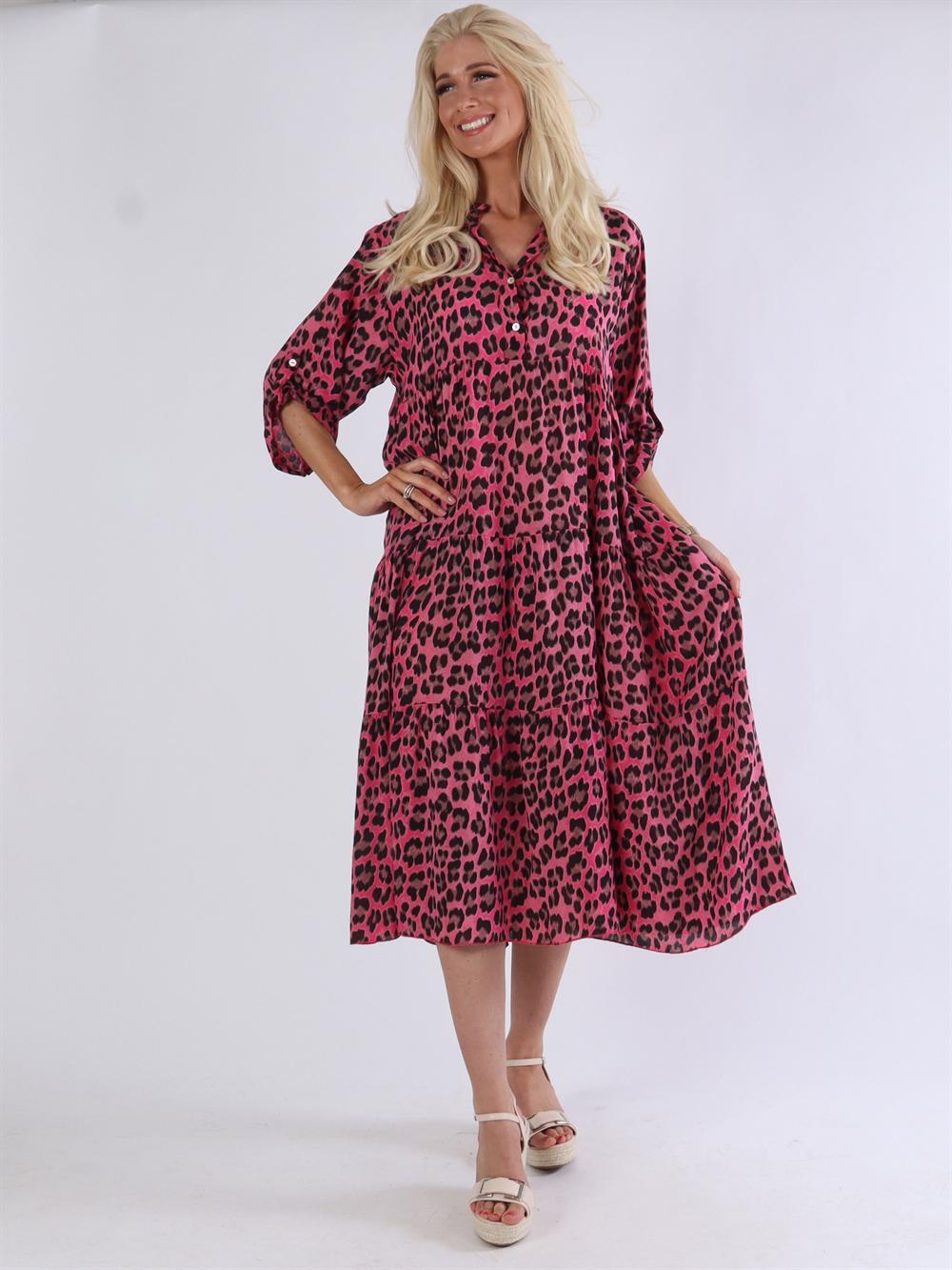 Amal leo - Skjortekjole med leopardprint