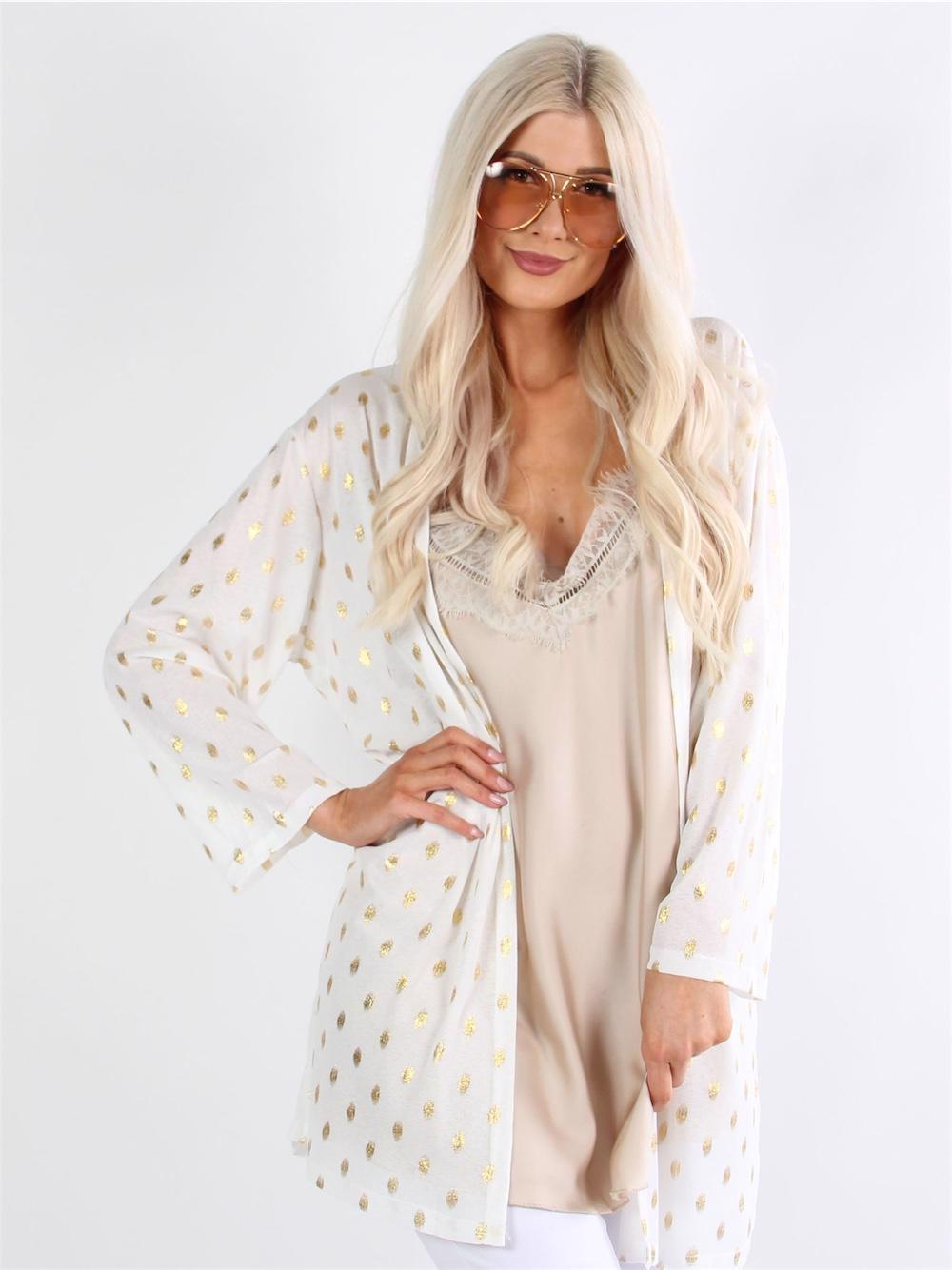 Amora - Tynd cardigan med guld detaljer