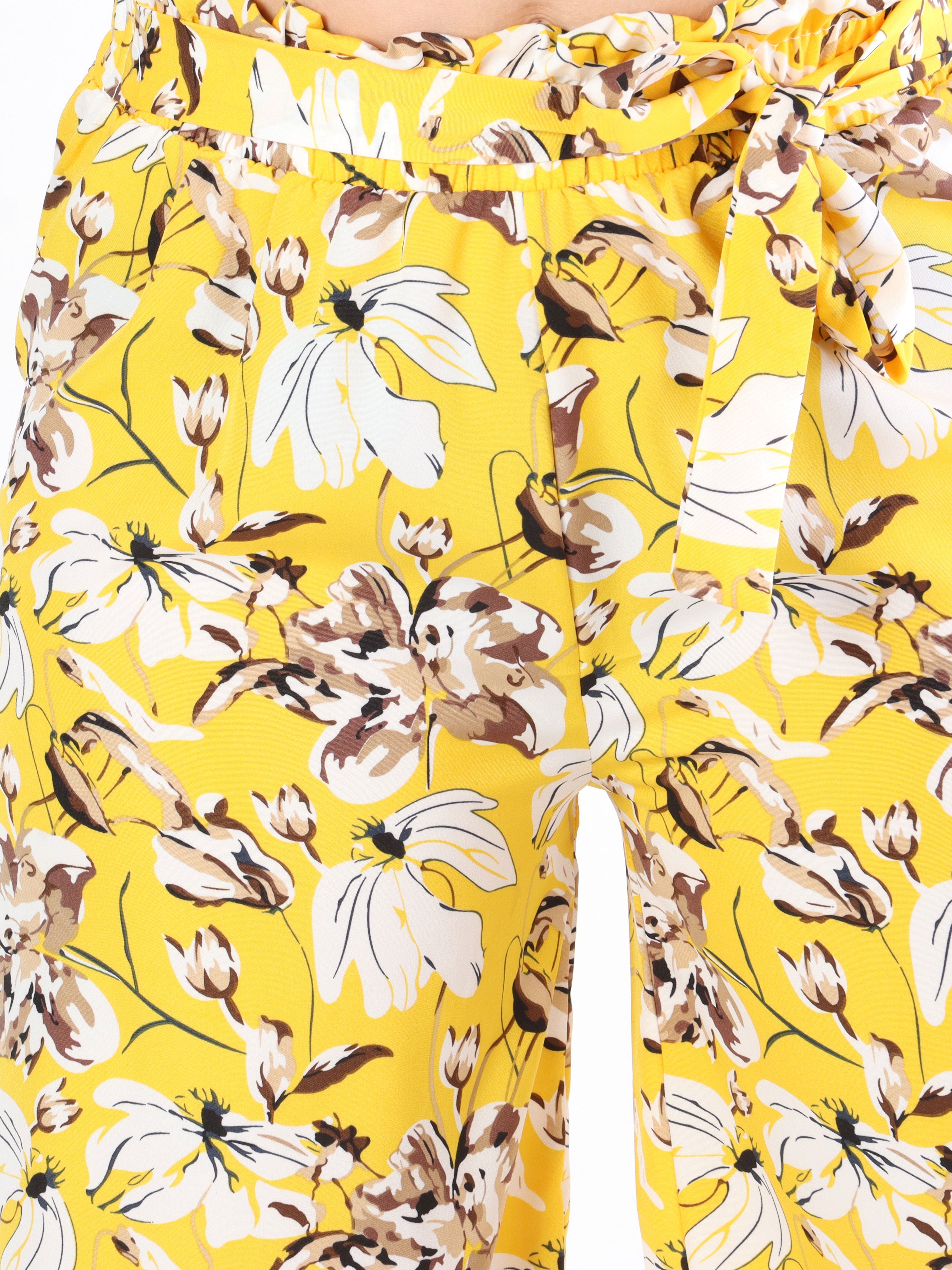 Angel - Løse bukser i blomsterprint med bindebånd