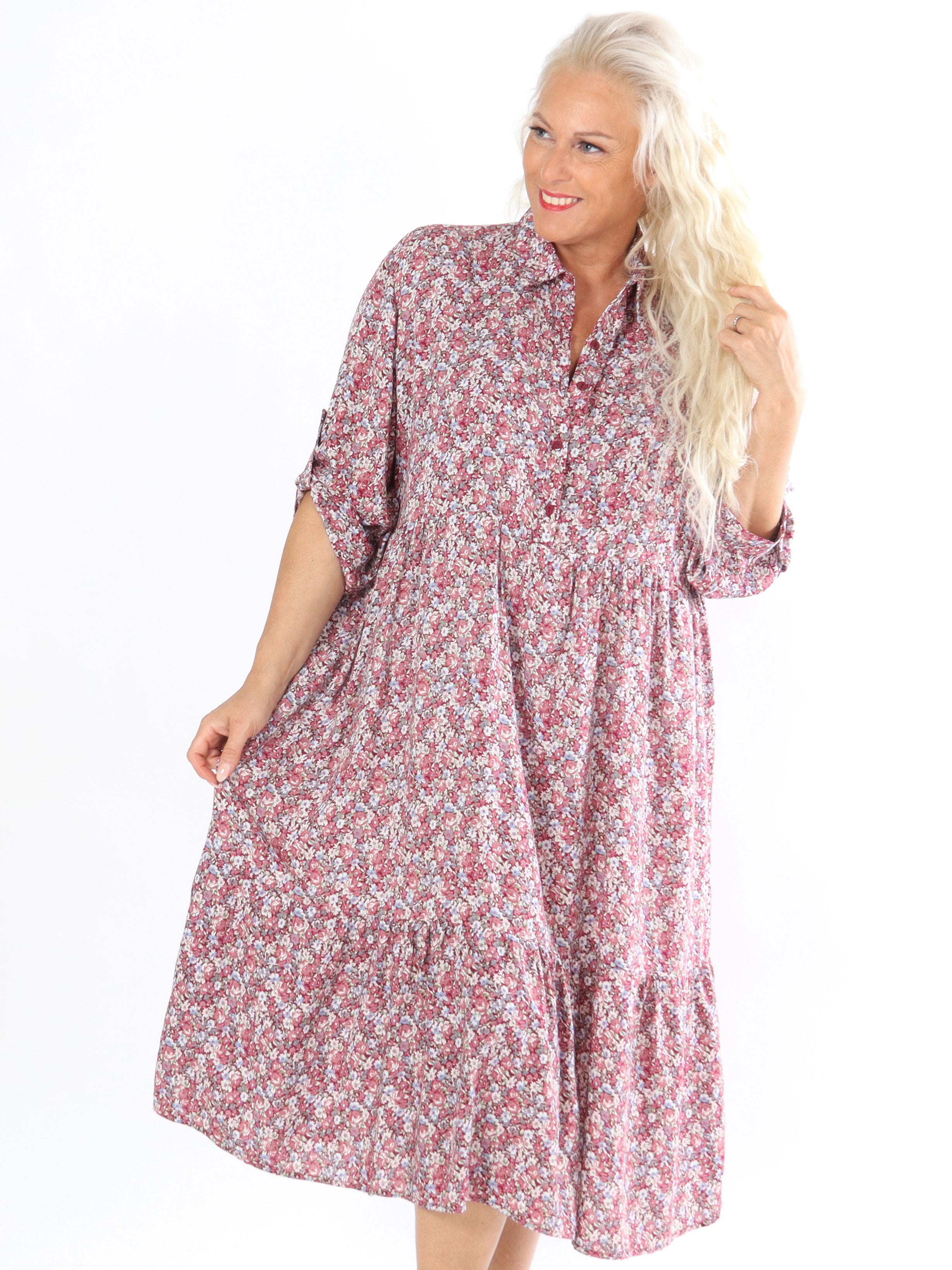 Anielie - Skjortekjole med blomsterprint