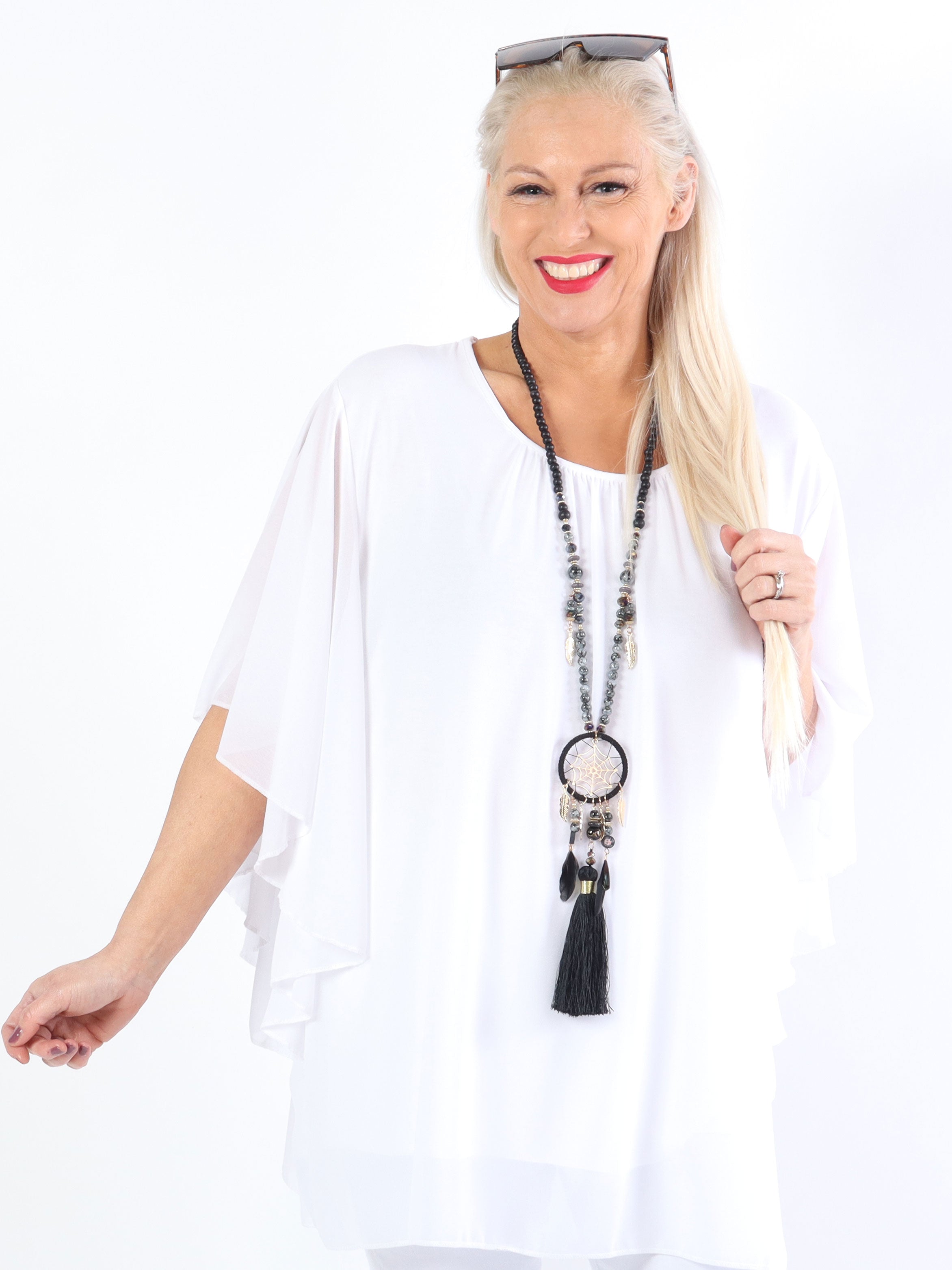 Annis - Sød plus size tunika i løs pasform i chiffon