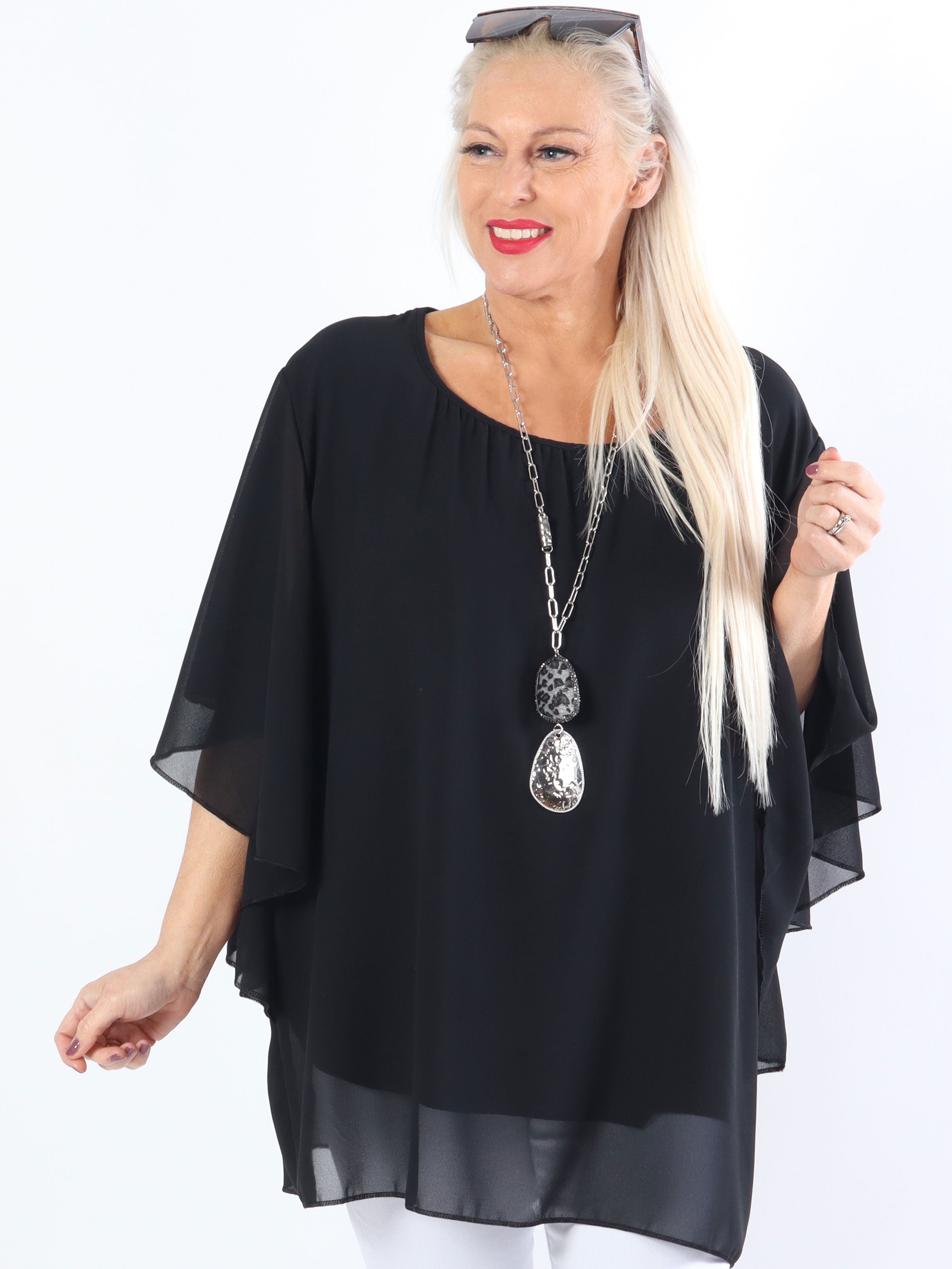 Annis - Sød plus size tunika i løs pasform i chiffon