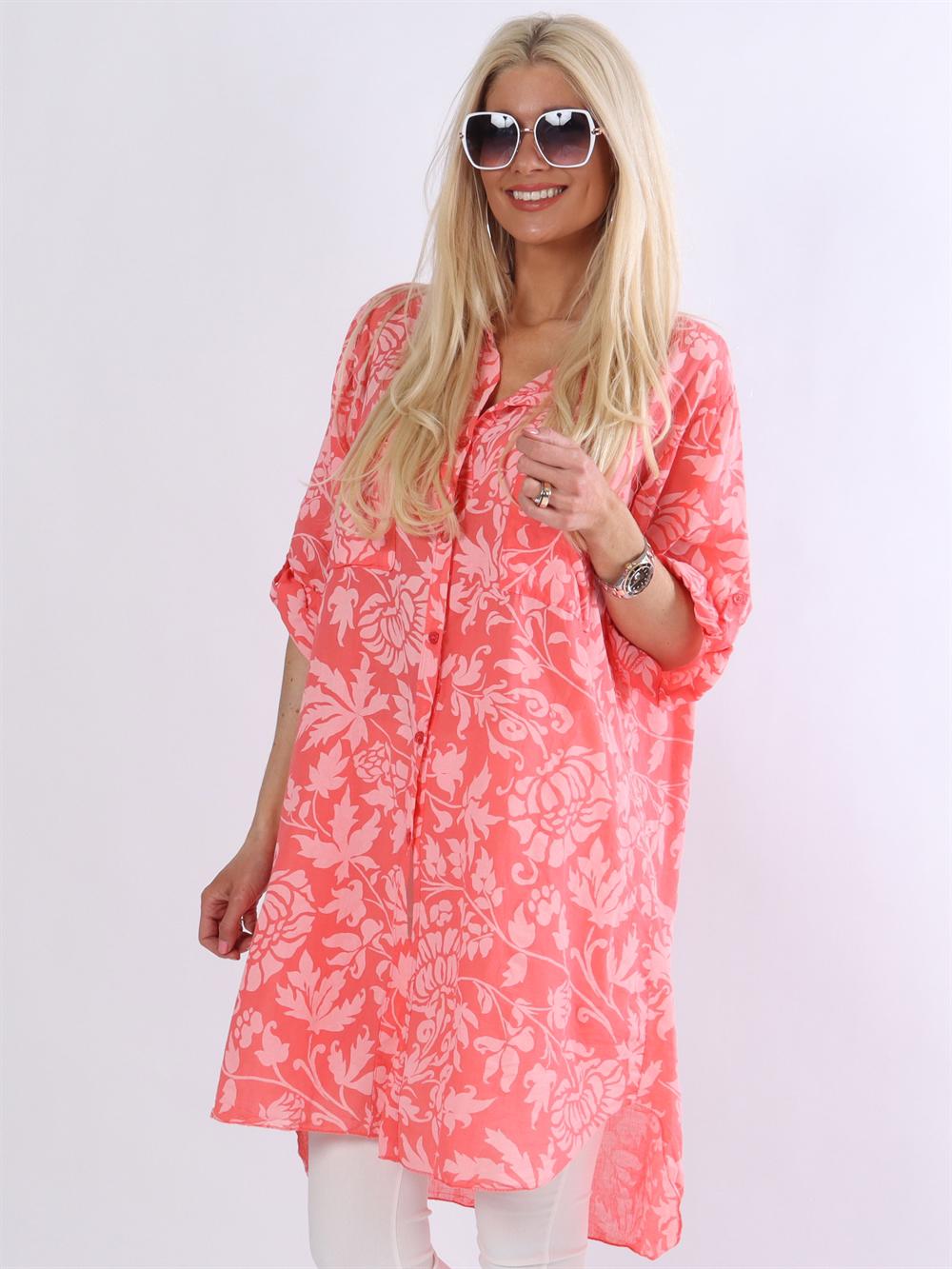 Ardita - Skjorte med bladmønster og brystlommer