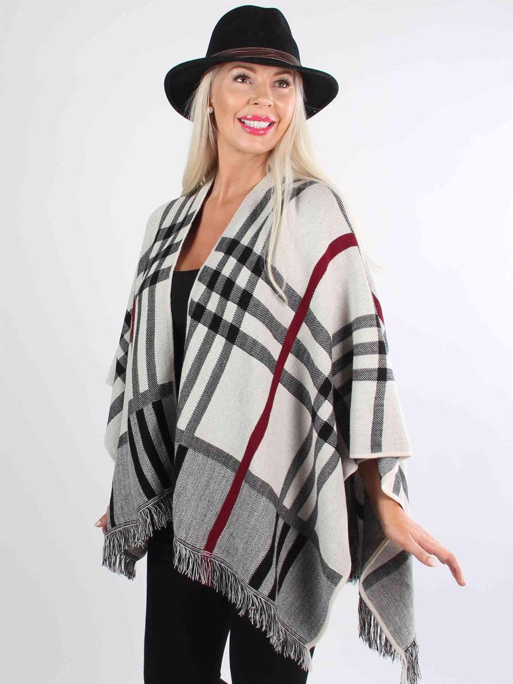 Artin - Gråt strikket sjal med striber