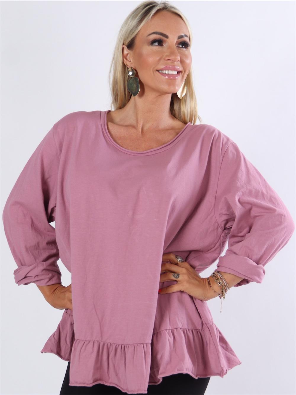 Aslaug - Armygrøn bluse med sød flæsekant