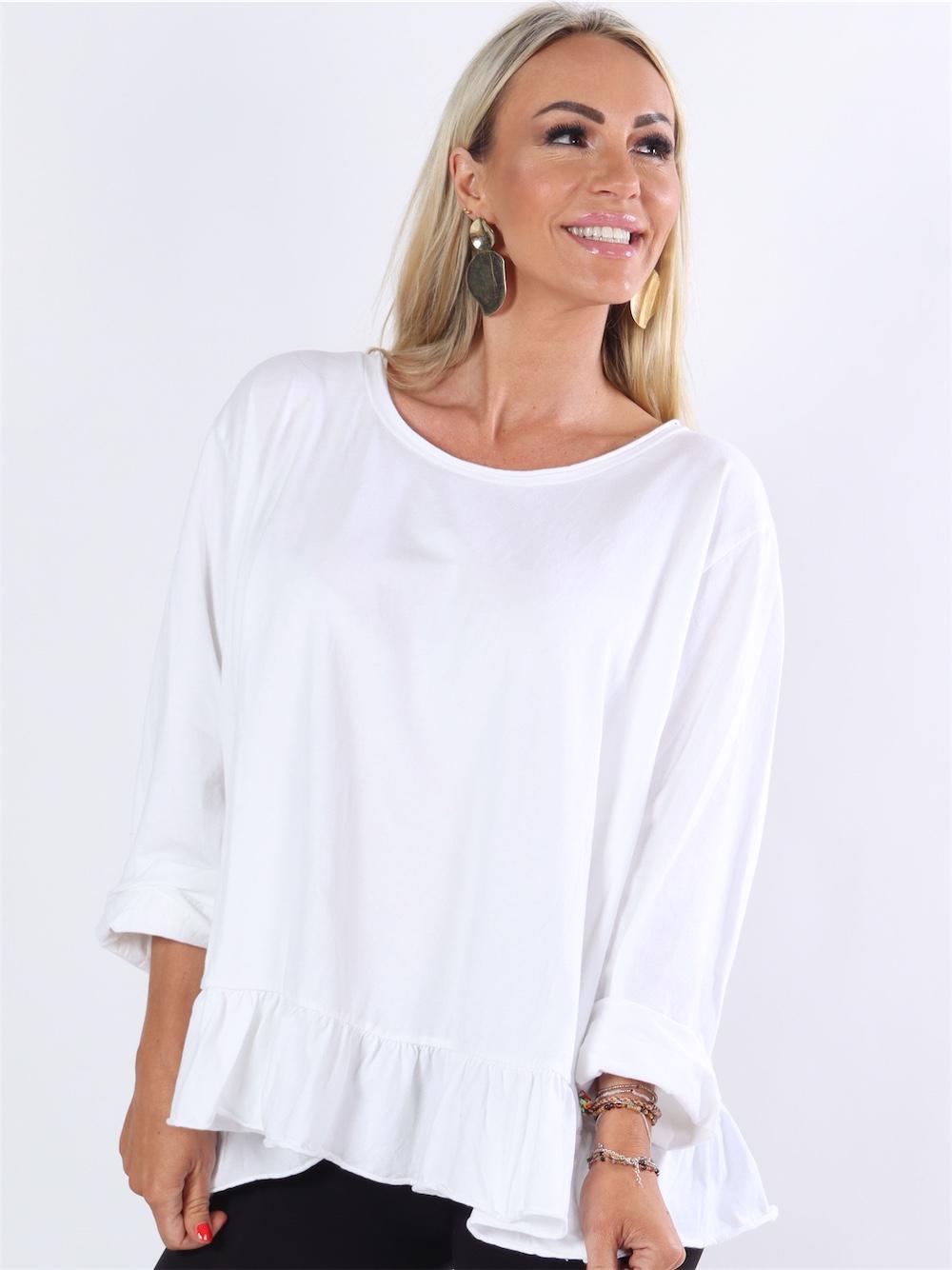 Aslaug - Armygrøn bluse med sød flæsekant