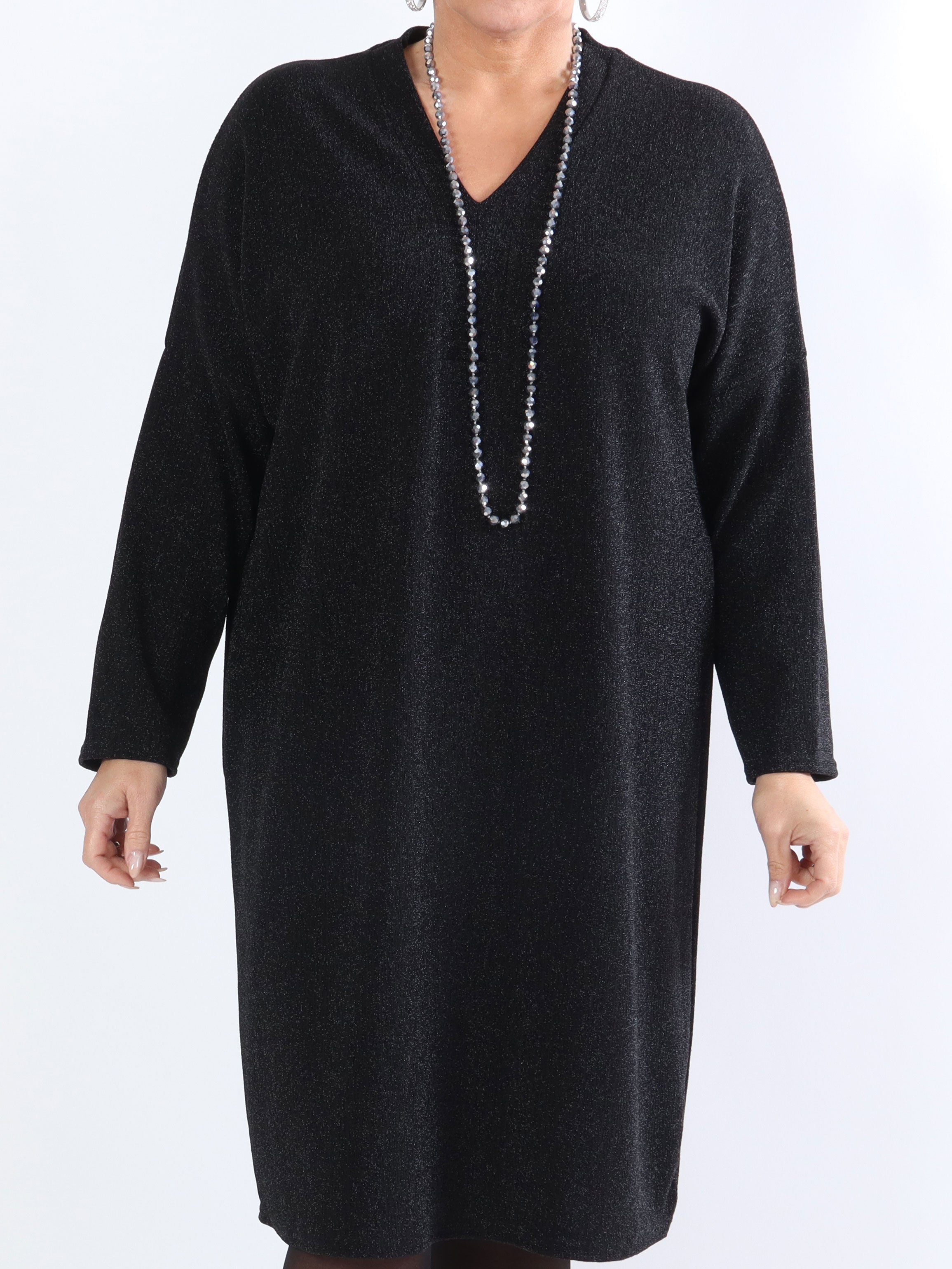 Audine - Simpel plus size glimmerkjole i elastisk stof