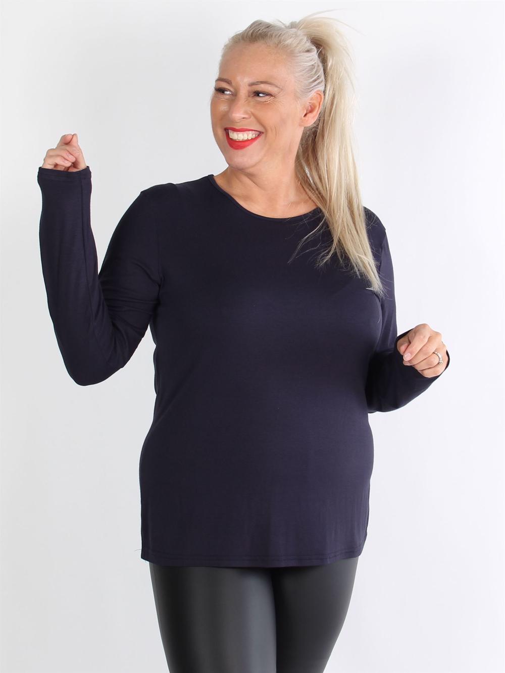 Bari - Sort langærmet basis bluse