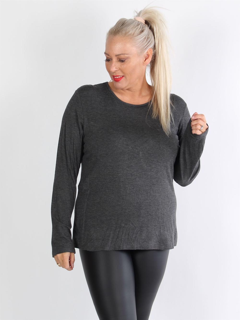 Bari - Sort langærmet basis bluse